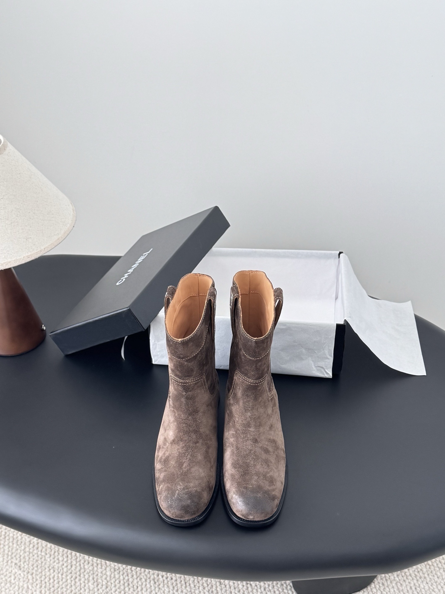 Chanel Brown Suede Western Ankle Boots – Vintage Luxury Footwear