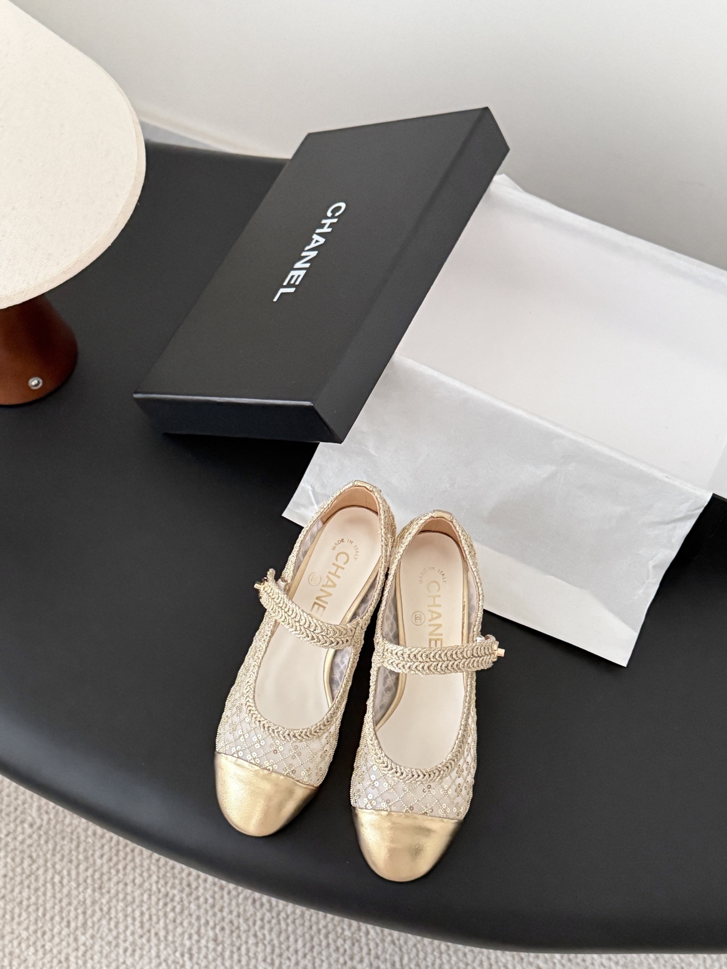 Chanel Gold Sequin Mesh Mary Jane Pumps – Luxury Block Heels