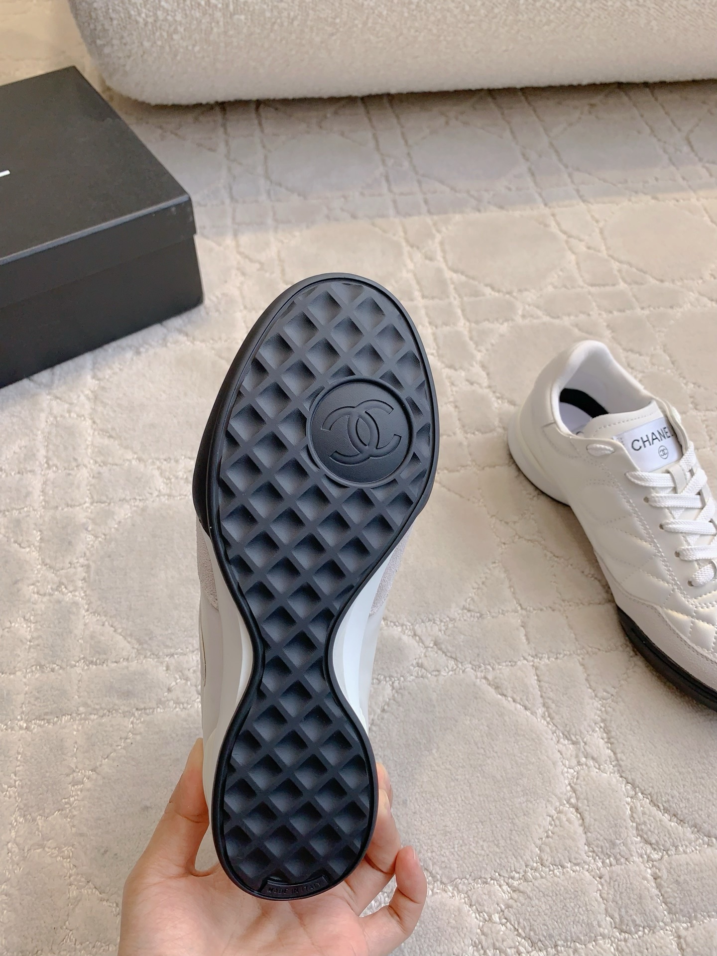 Chanel White Quilted Leather Sneakers - Luxury Designer Footwear
