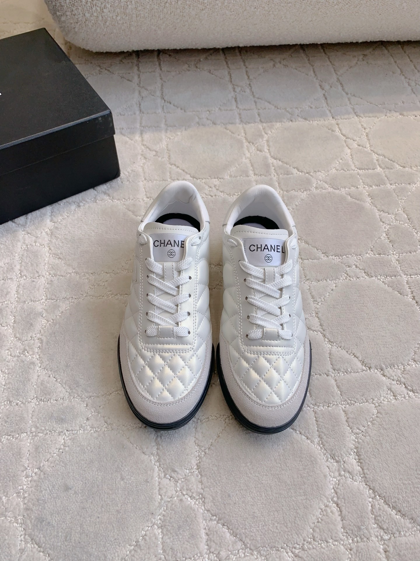 Chanel White Quilted Leather Sneakers – Luxury Designer Footwear