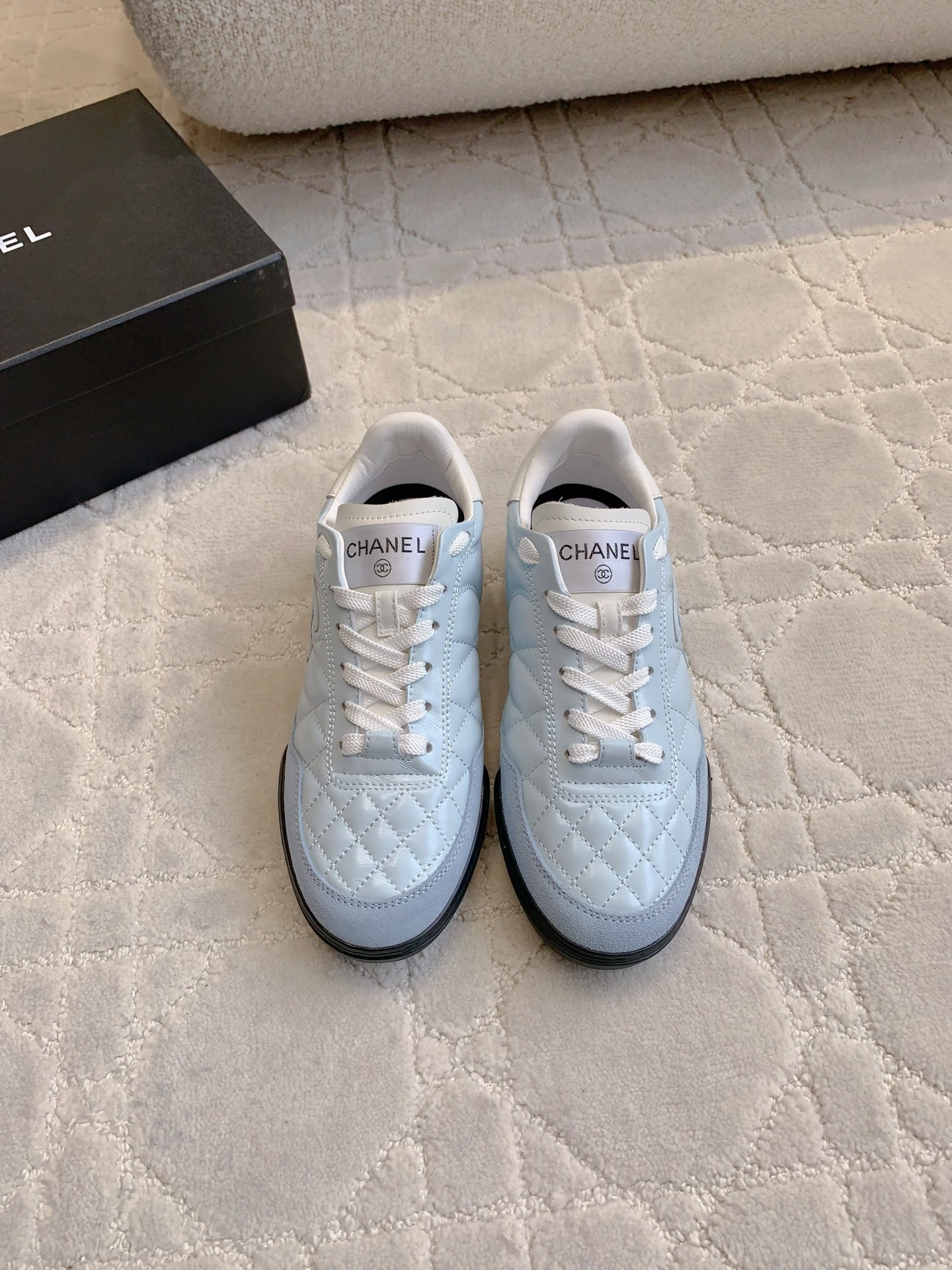 Chanel Light Blue Quilted Leather Sneakers – Luxury Women’s Shoes