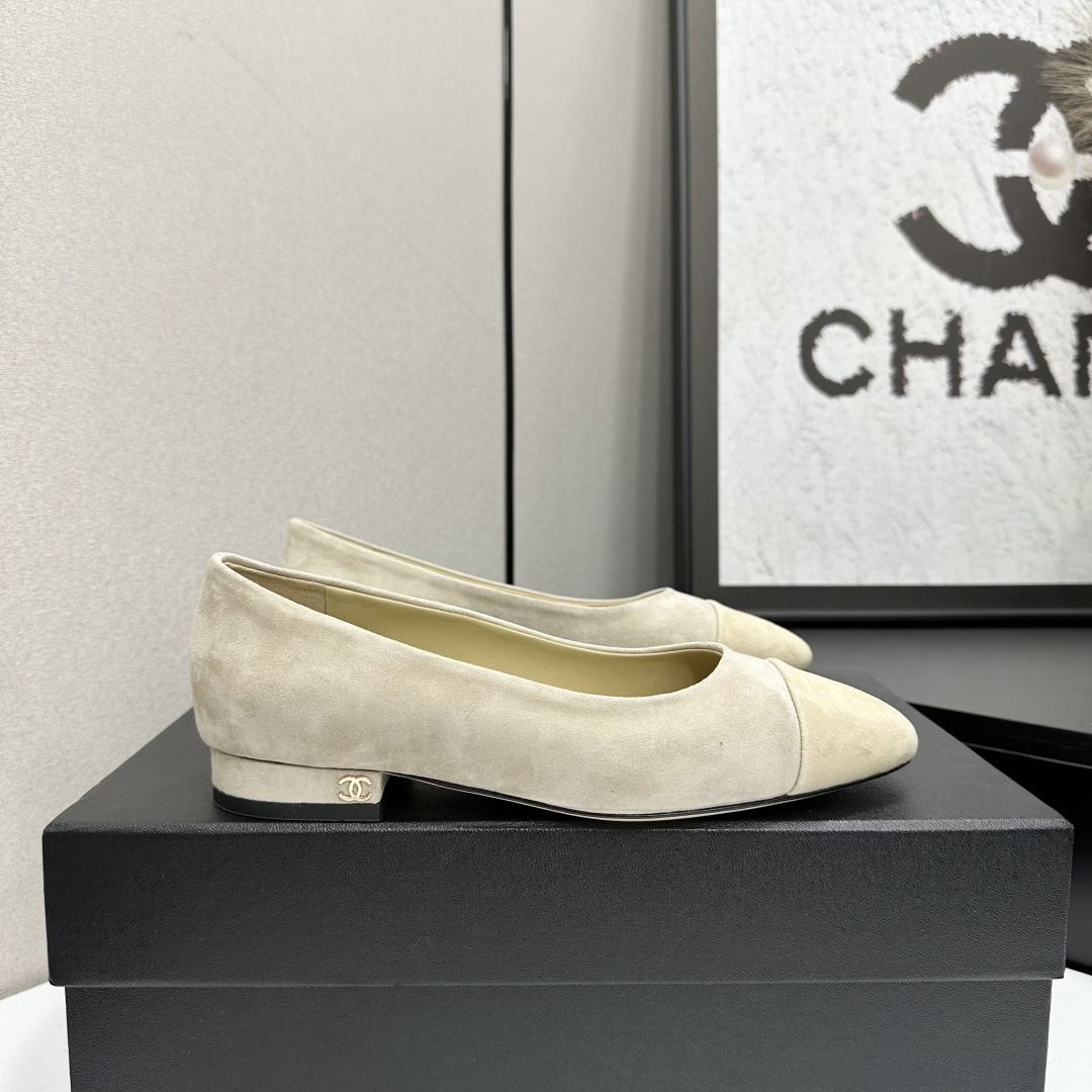 Elegant Beige Suede Cap-Toe Pumps – Low Block Heel Luxury Shoes