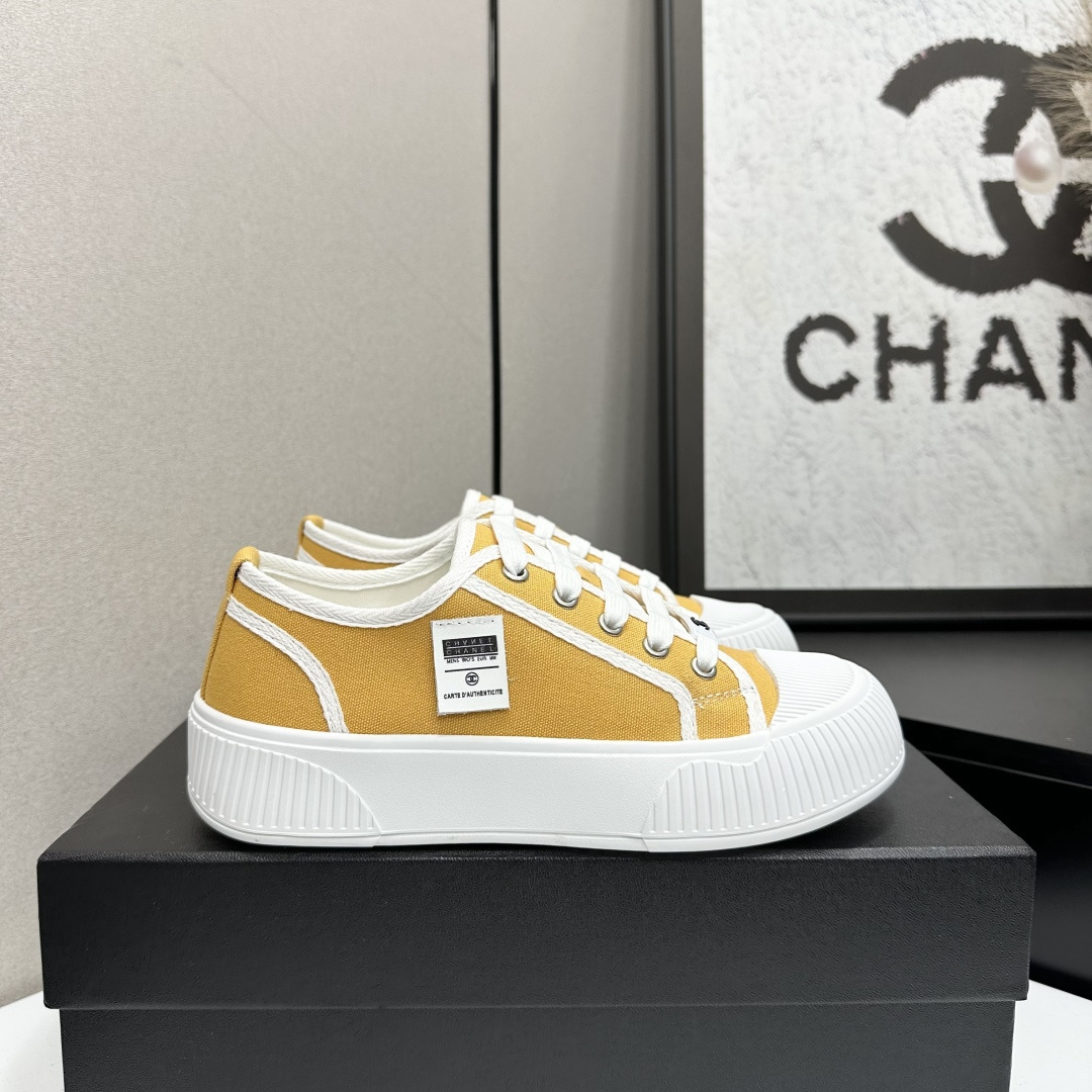 Premium Yellow Canvas Platform Sneakers – Designer Inspired Style
