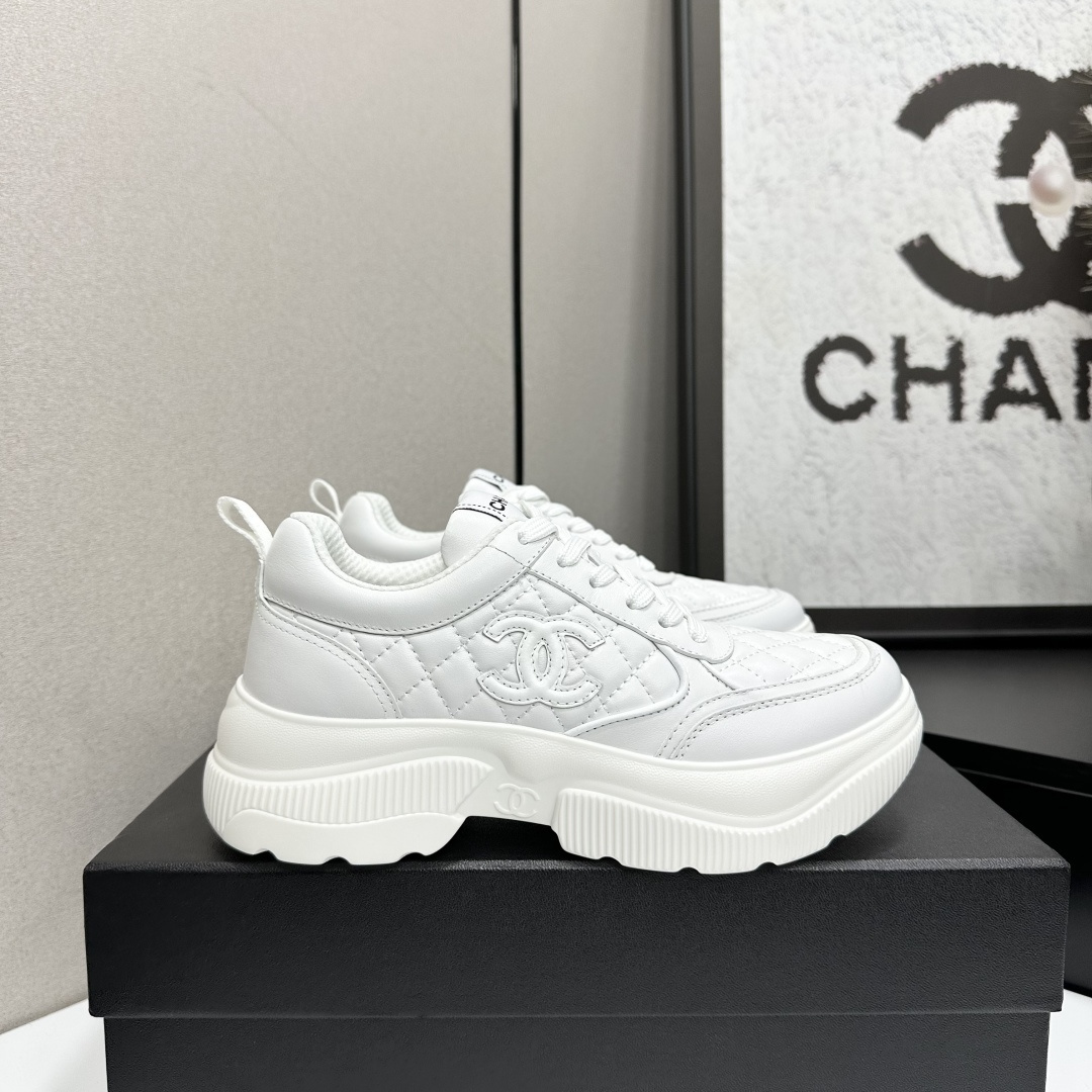Chanel White Quilted Leather Platform Sneakers – Premium Women’s Shoes