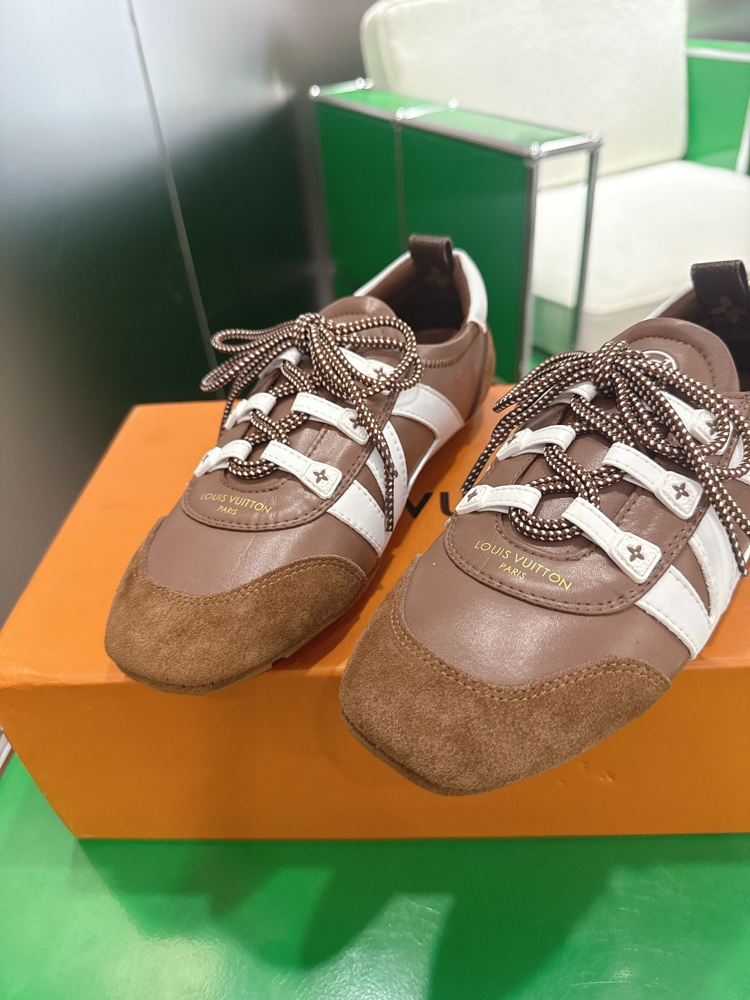 Louis Vuitton Run 55 Brown Leather & Suede Luxury Sneakers