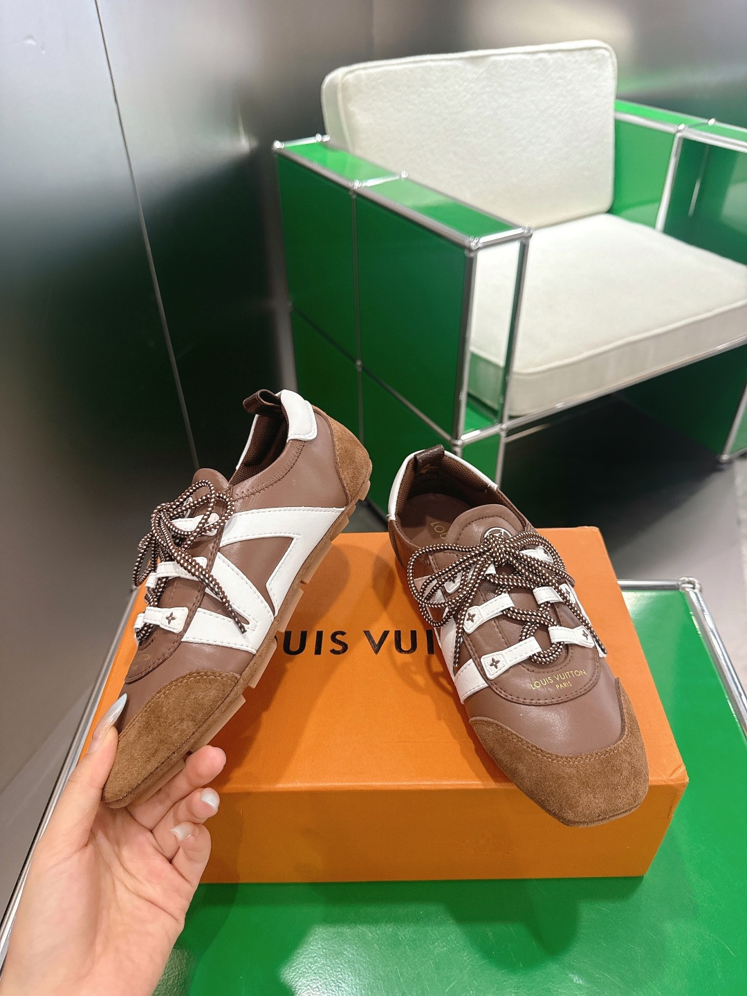 Louis Vuitton Run 55 Brown Leather & Suede Luxury Sneakers