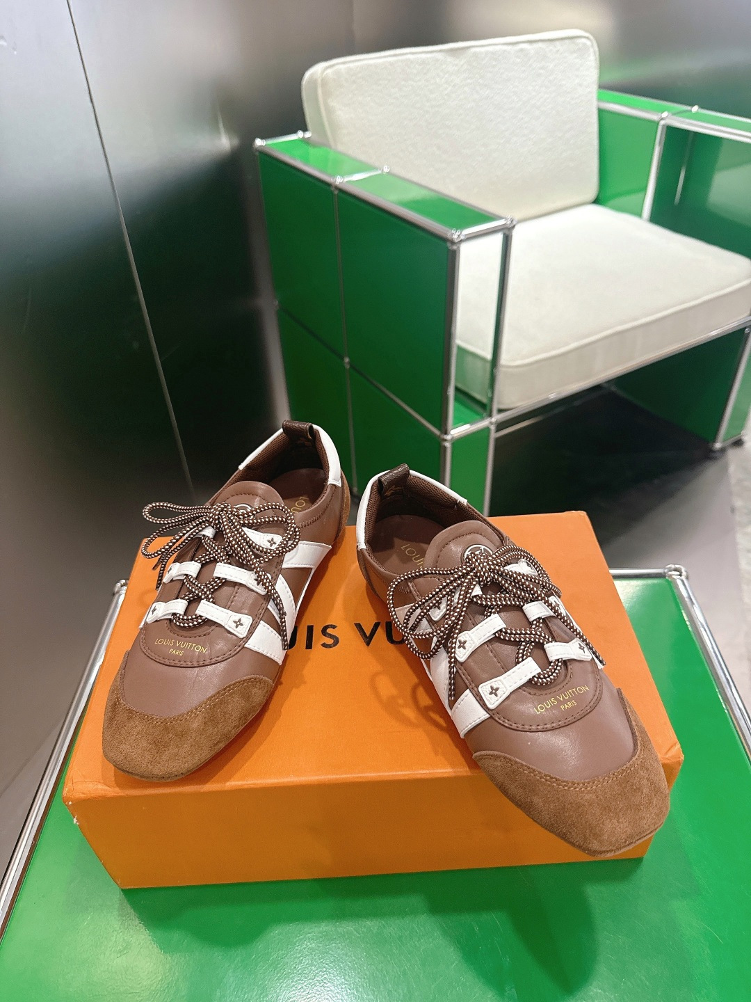 Louis Vuitton Run 55 Brown Leather & Suede Luxury Sneakers