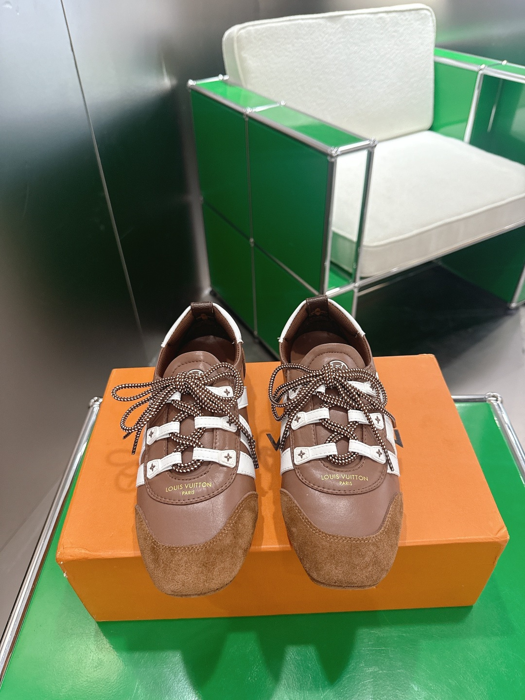 Louis Vuitton Run 55 Brown Leather & Suede Luxury Sneakers