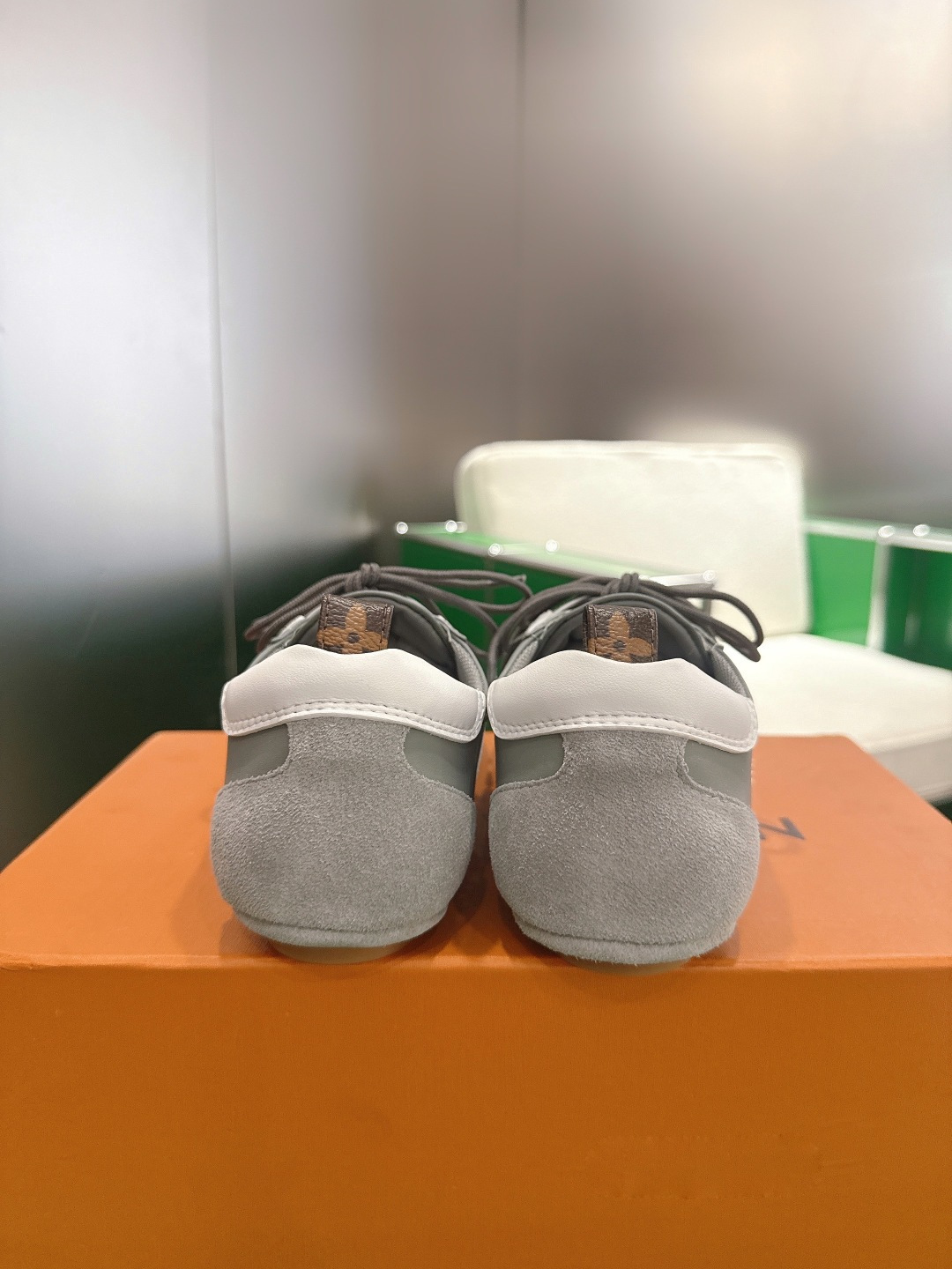 Louis Vuitton Grey Leather & Suede Low-Top Luxury Sneakers