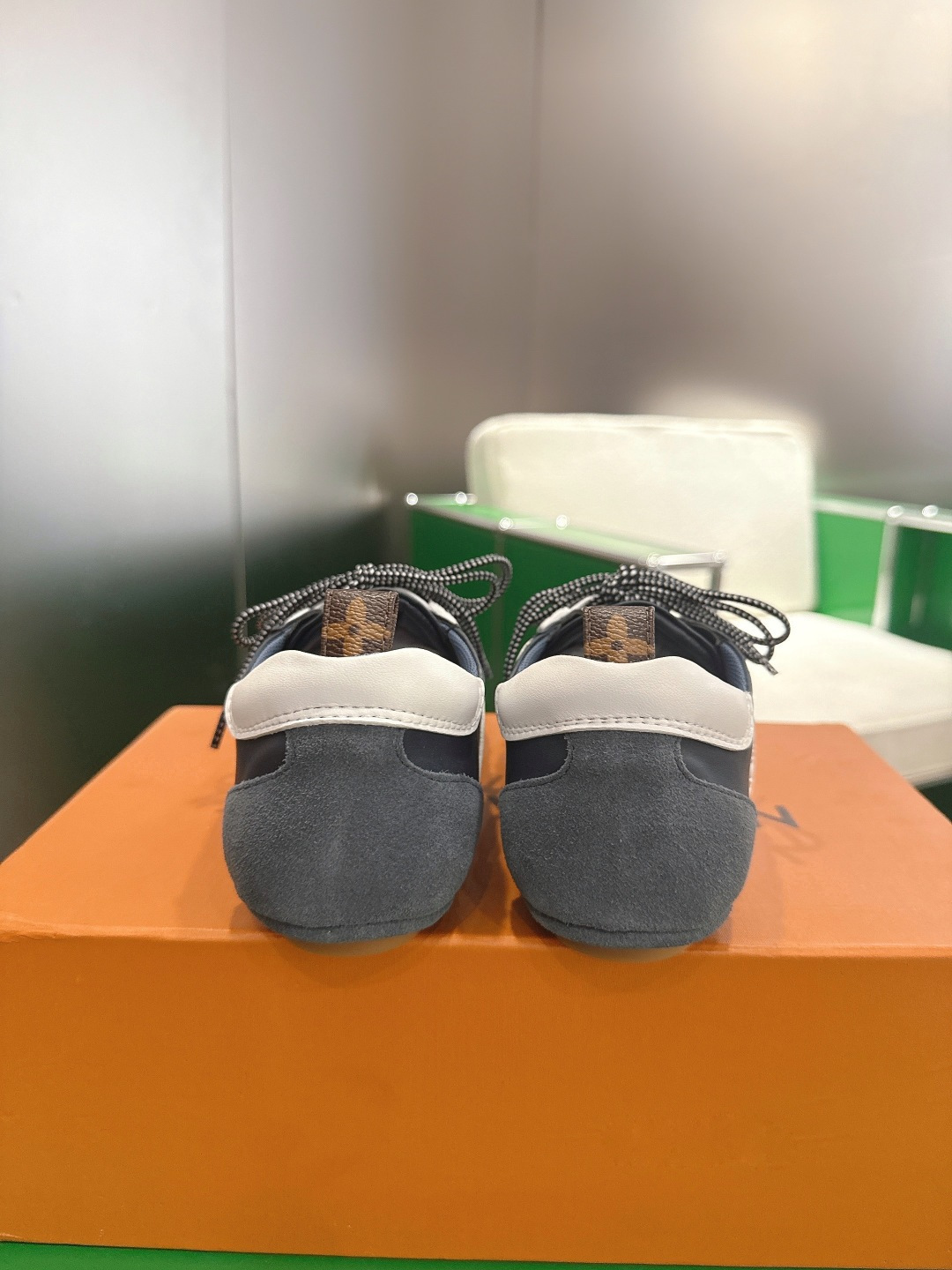 Louis Vuitton Navy Blue Leather & Suede Men's Luxury Sneakers