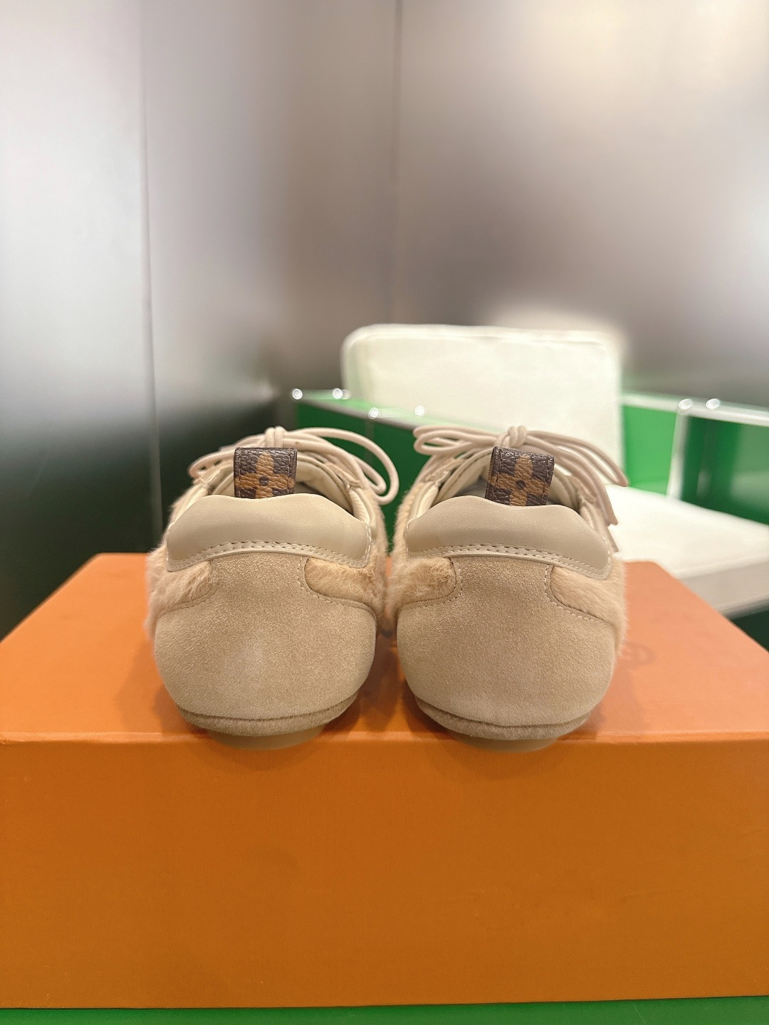 Louis Vuitton Beige Suede and Shearling Luxury Sneakers