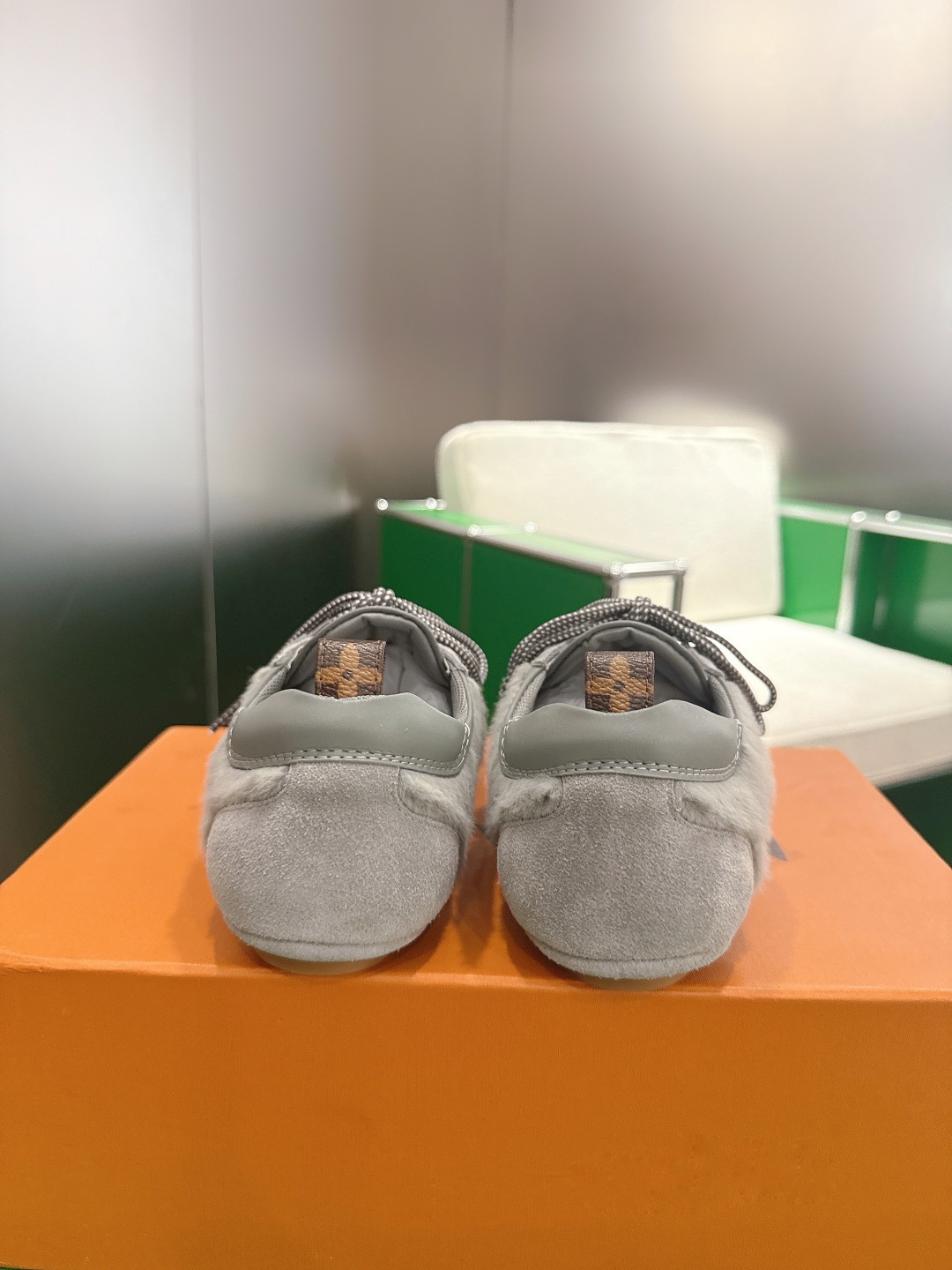 Louis Vuitton Run 55 Grey Suede & Fur Detail Luxury Sneakers