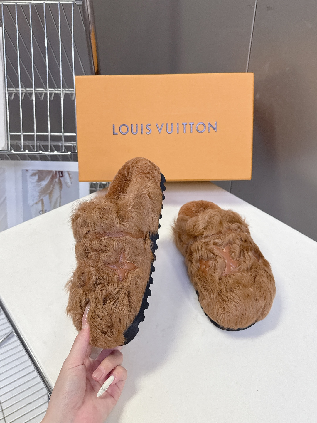Louis Vuitton Brown Fur Monogram Mules - Luxury Comfort Slippers