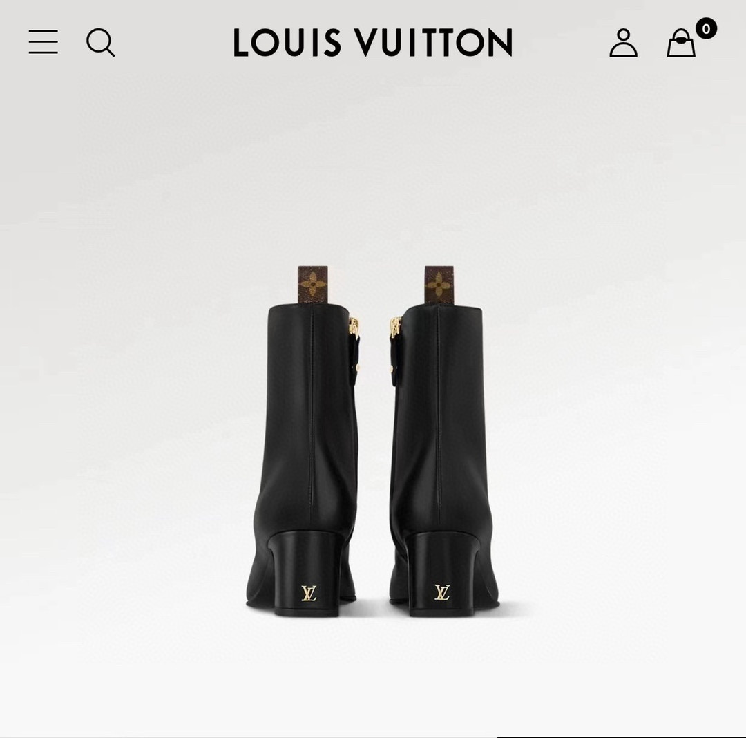 Louis Vuitton Burgundy Leather Ankle Boots - Monogram Detail