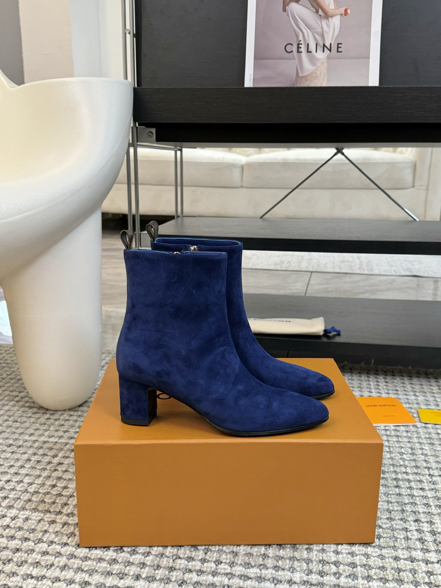 Luxury Royal Blue Suede Ankle Boots for Women - Pointed Toe