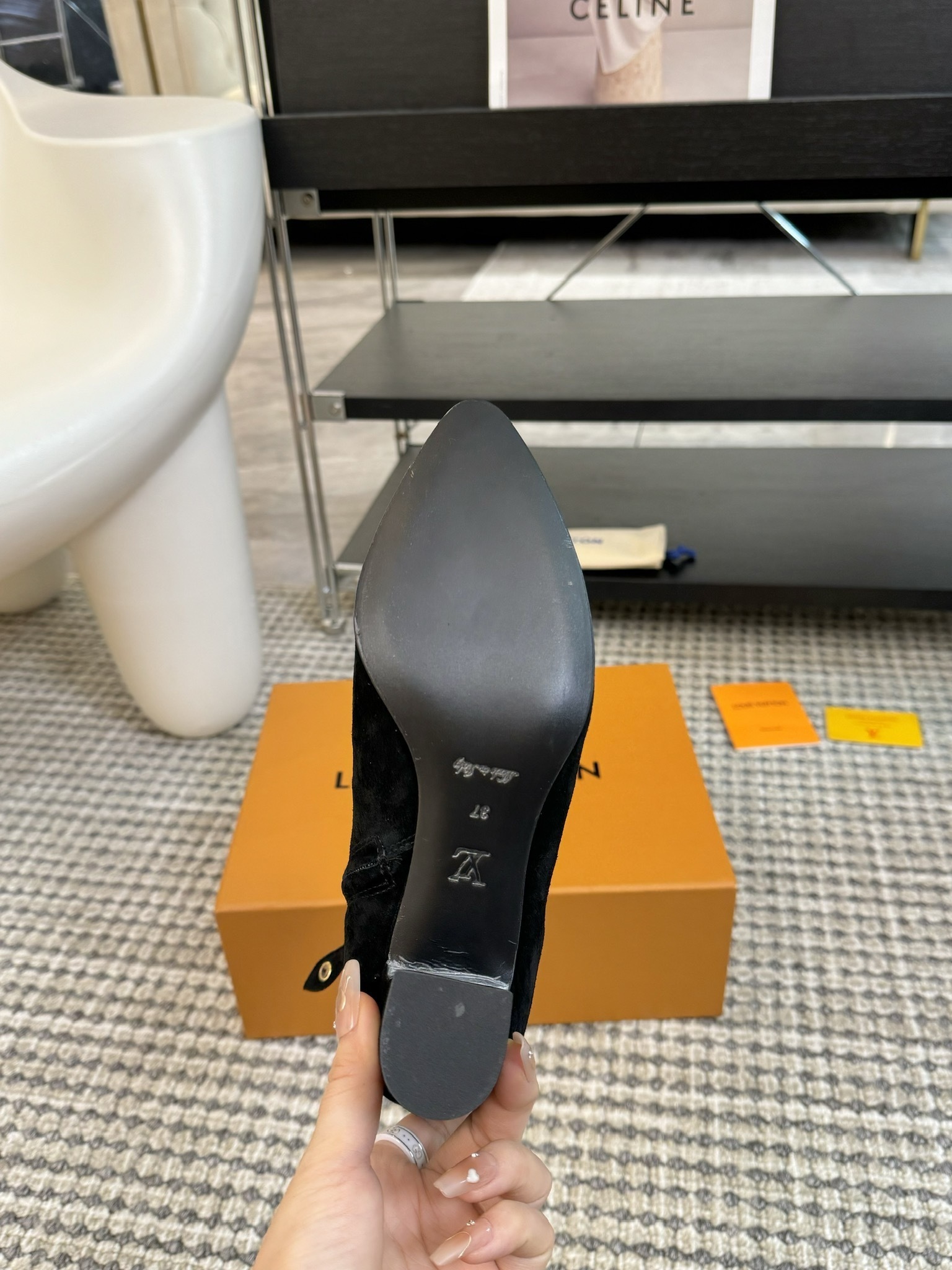 Louis Vuitton Silhouette Ankle Boots - Black Suede with Monogram Tab