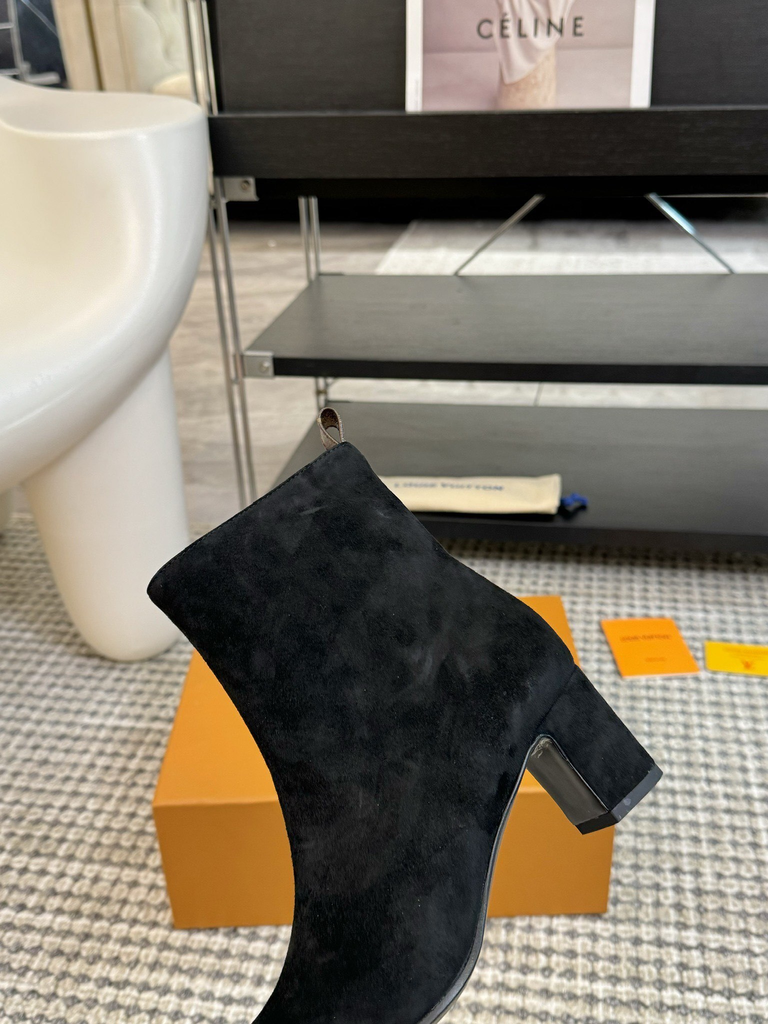 Louis Vuitton Silhouette Ankle Boots - Black Suede with Monogram Tab