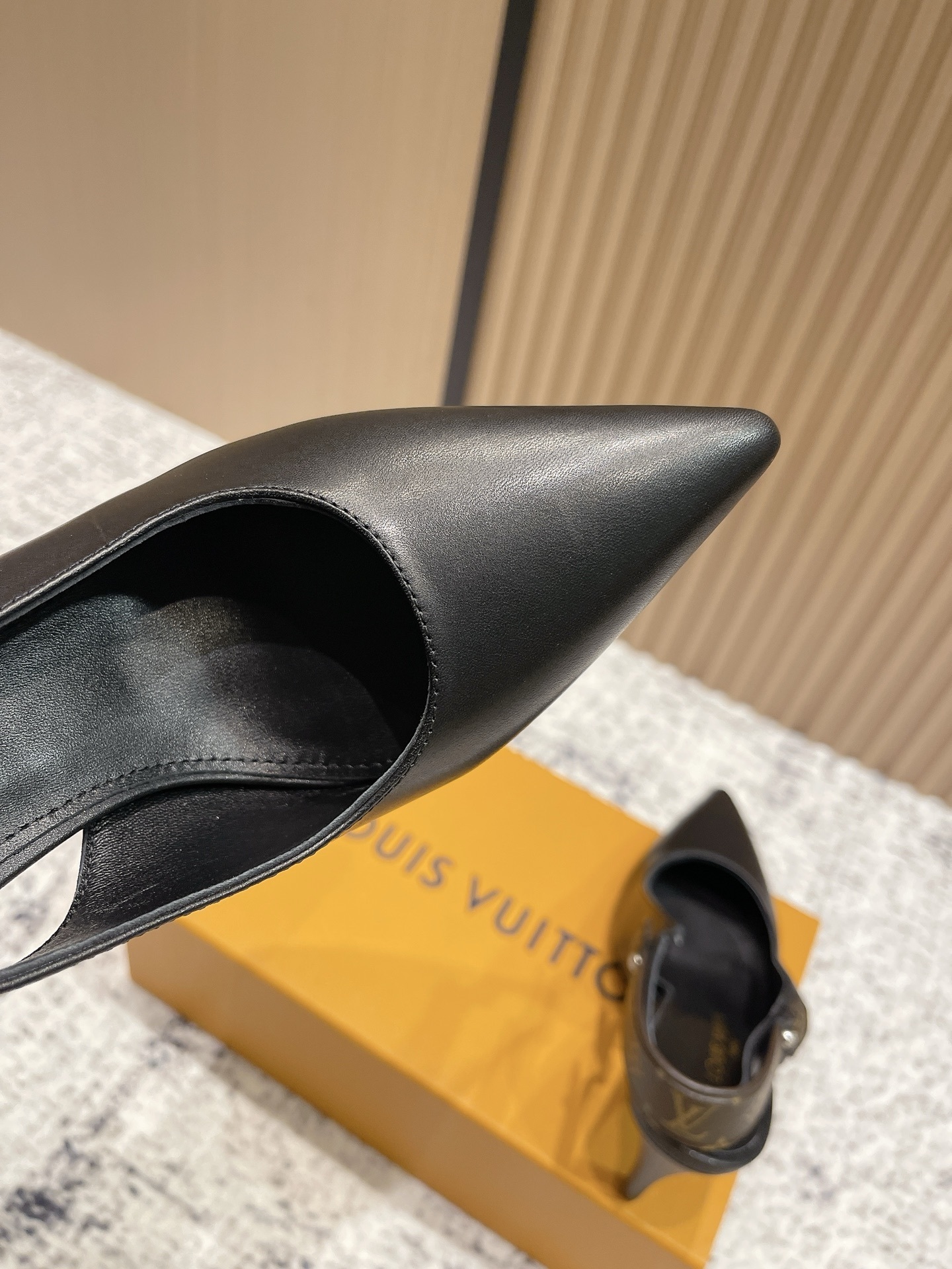 Louis Vuitton Black Leather Slingback Pumps - Elegant Heeled Shoes