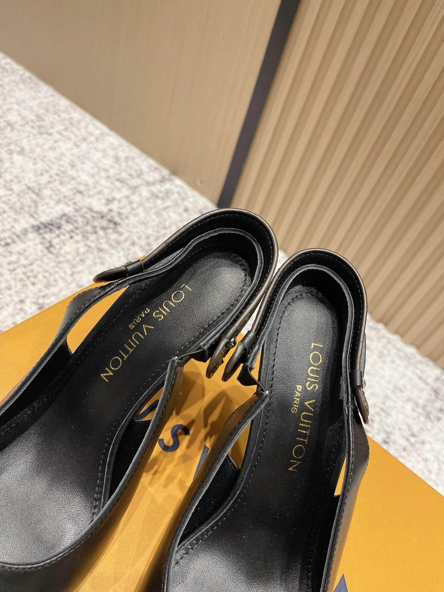 Louis Vuitton Black Leather Slingback Pumps - Elegant Heeled Shoes