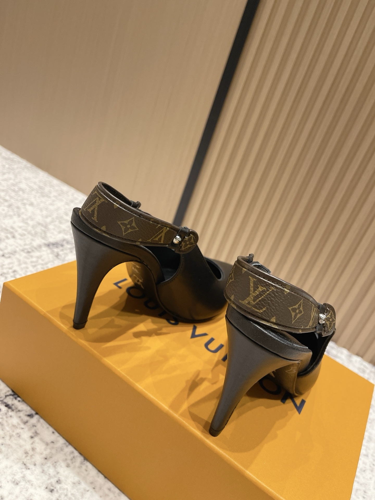 Louis Vuitton Black Leather Slingback Pumps - Elegant Heeled Shoes