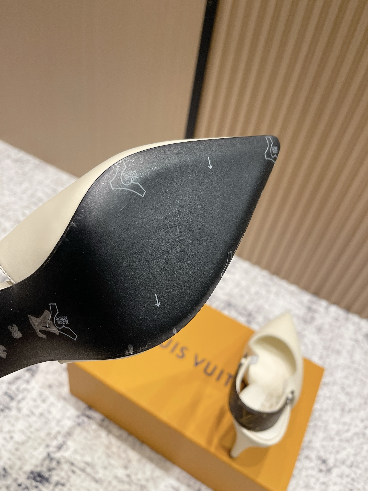 Louis Vuitton Signature Monogram Cream Leather Slingback Pumps