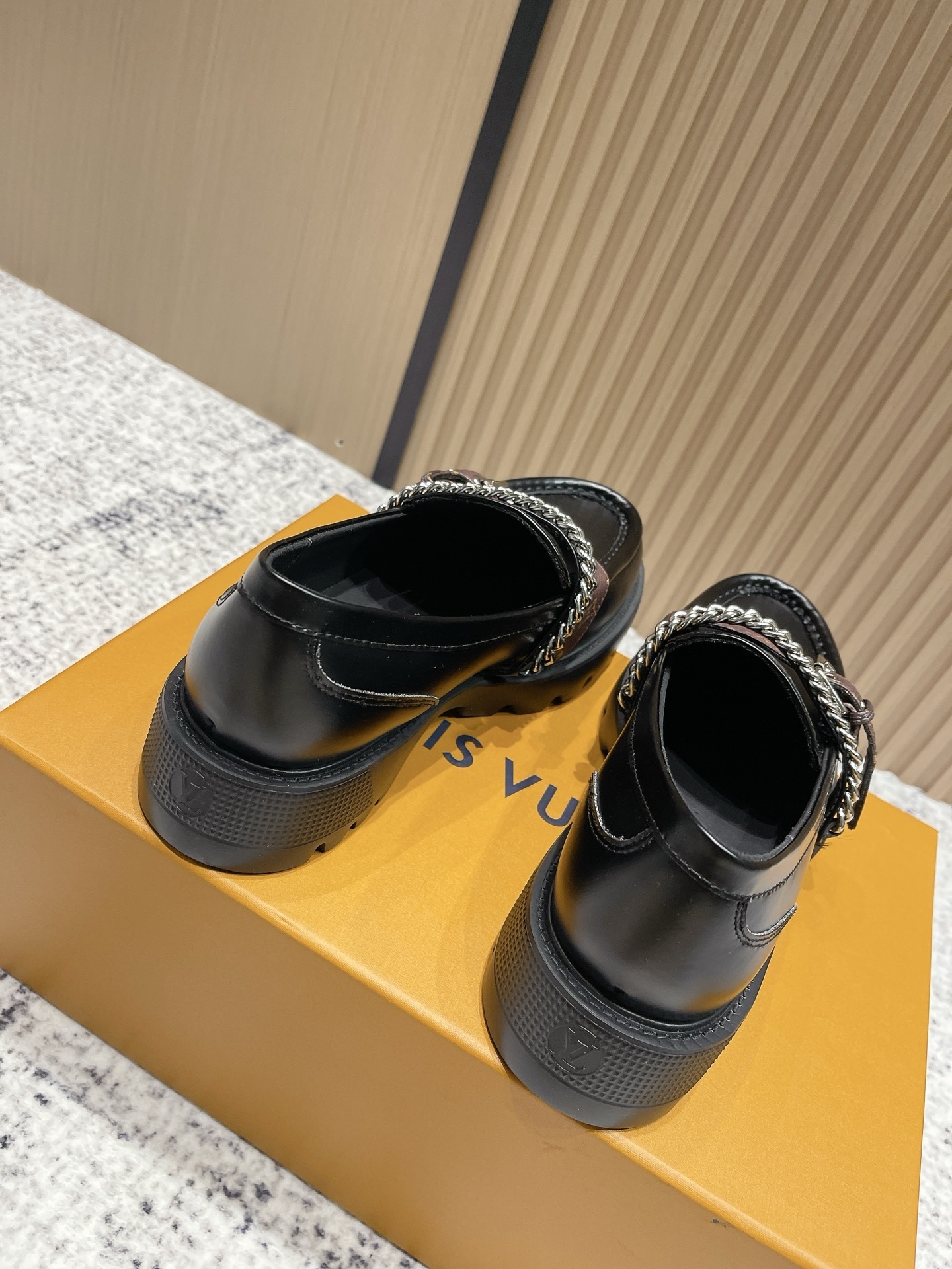 Louis Vuitton Academy Loafers - Monogram Canvas & Silver Chain