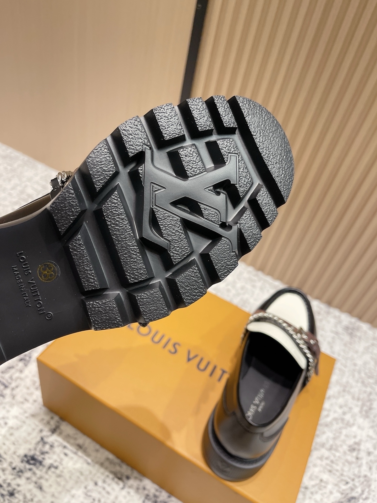 Louis Vuitton Academy Loafers - Black & White Monogram Leather