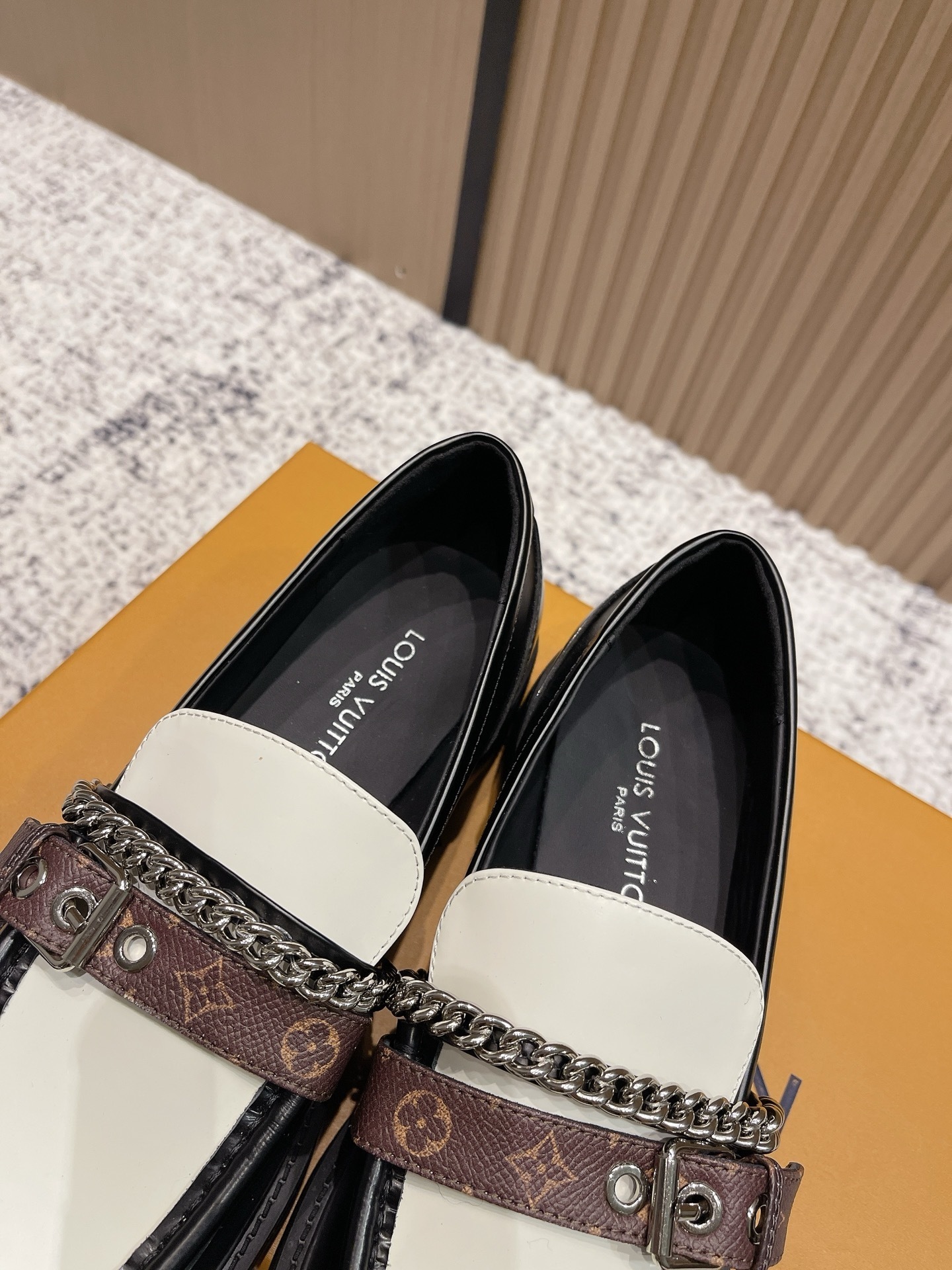 Louis Vuitton Academy Loafers - Black & White Monogram Leather