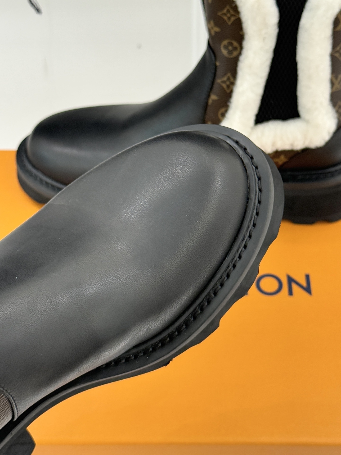 Louis Vuitton Monogram Shearling Leather Ankle Boots