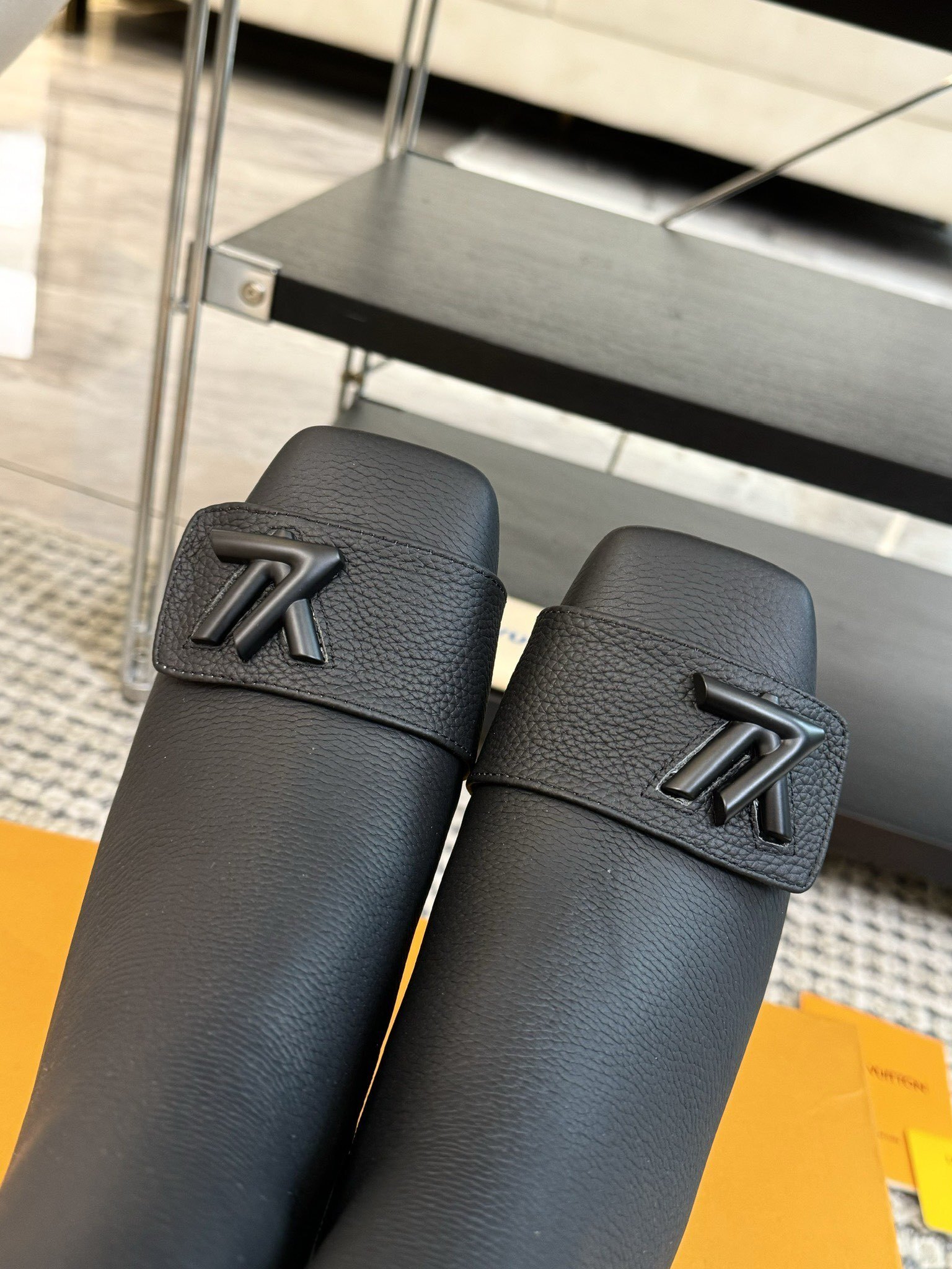 Louis Vuitton Black Leather Ankle Boots - Chic LV Logo Booties