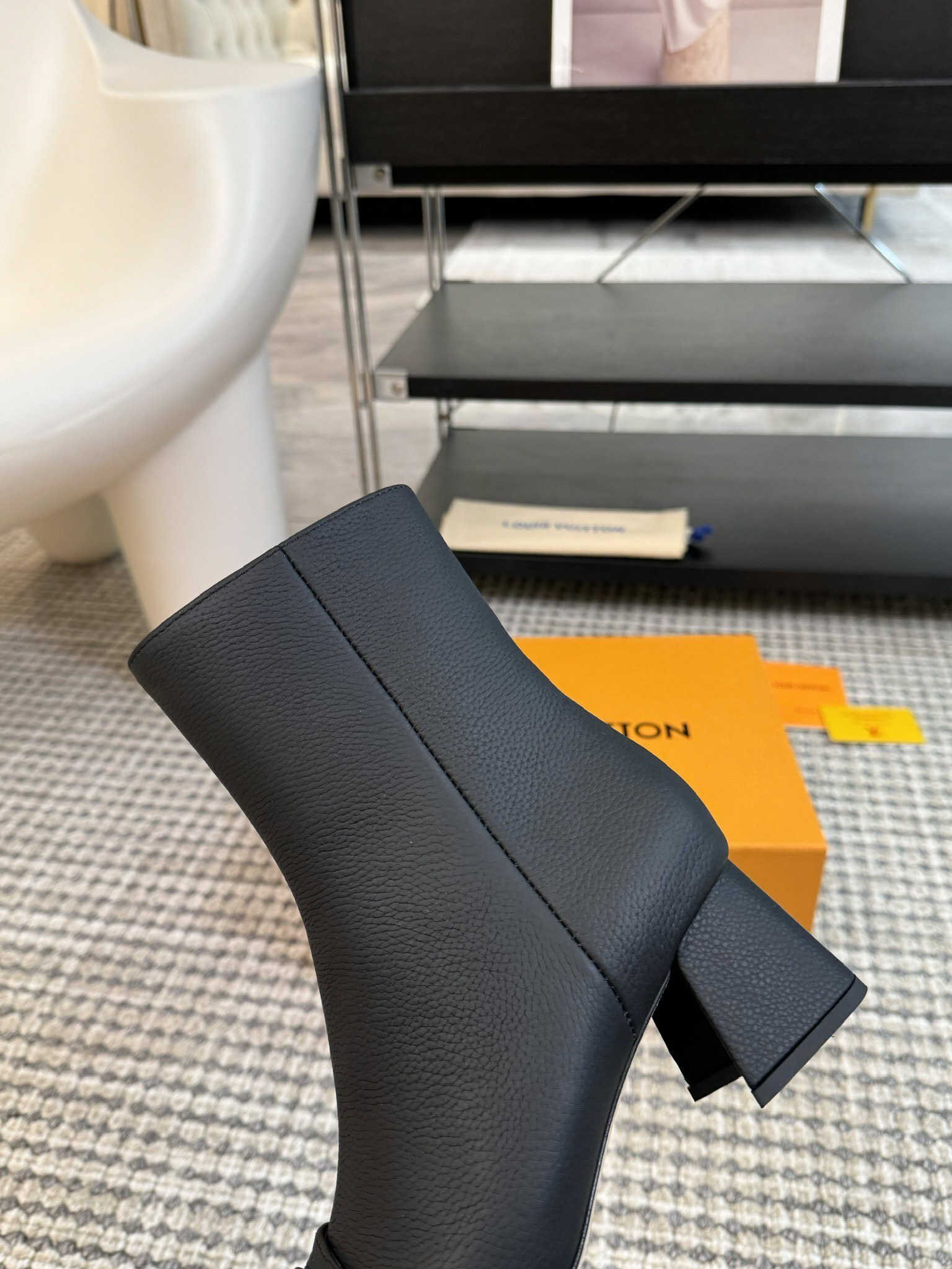 Louis Vuitton Black Leather Ankle Boots - Chic LV Logo Booties