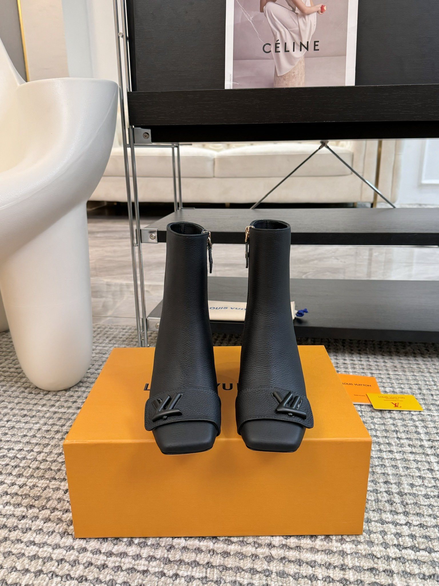 Louis Vuitton Black Leather Ankle Boots – Chic LV Logo Booties