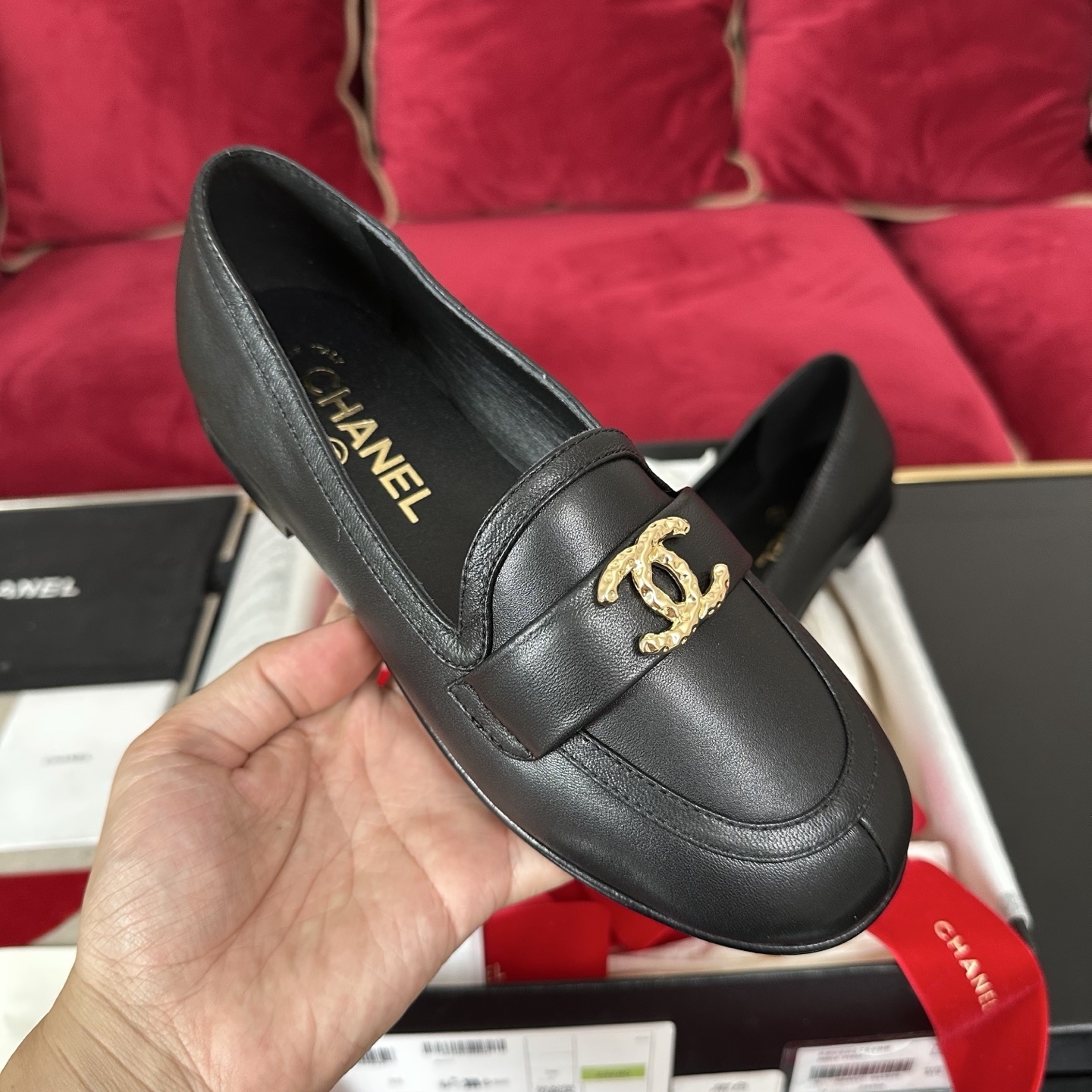 Chanel CC Logo Black Leather Loafers - Luxury Designer Flats