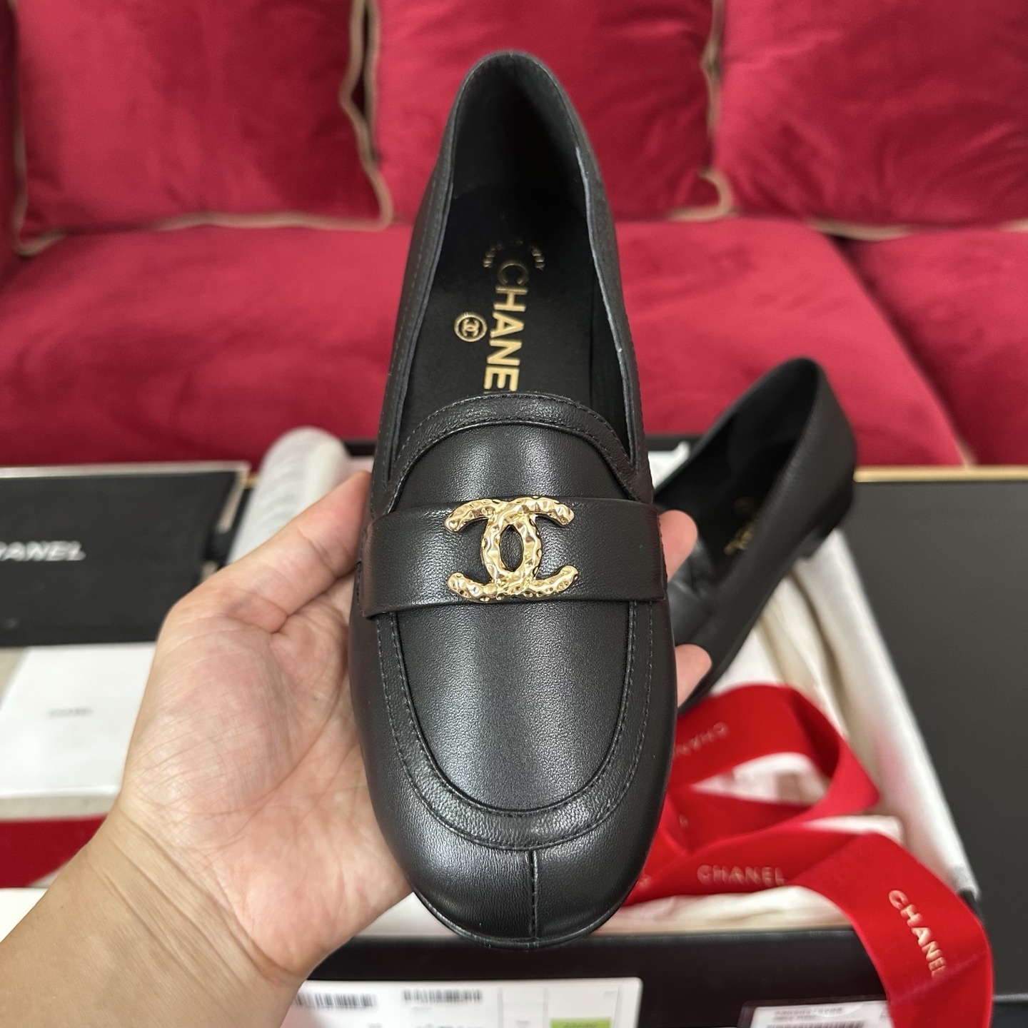Chanel CC Logo Black Leather Loafers - Luxury Designer Flats