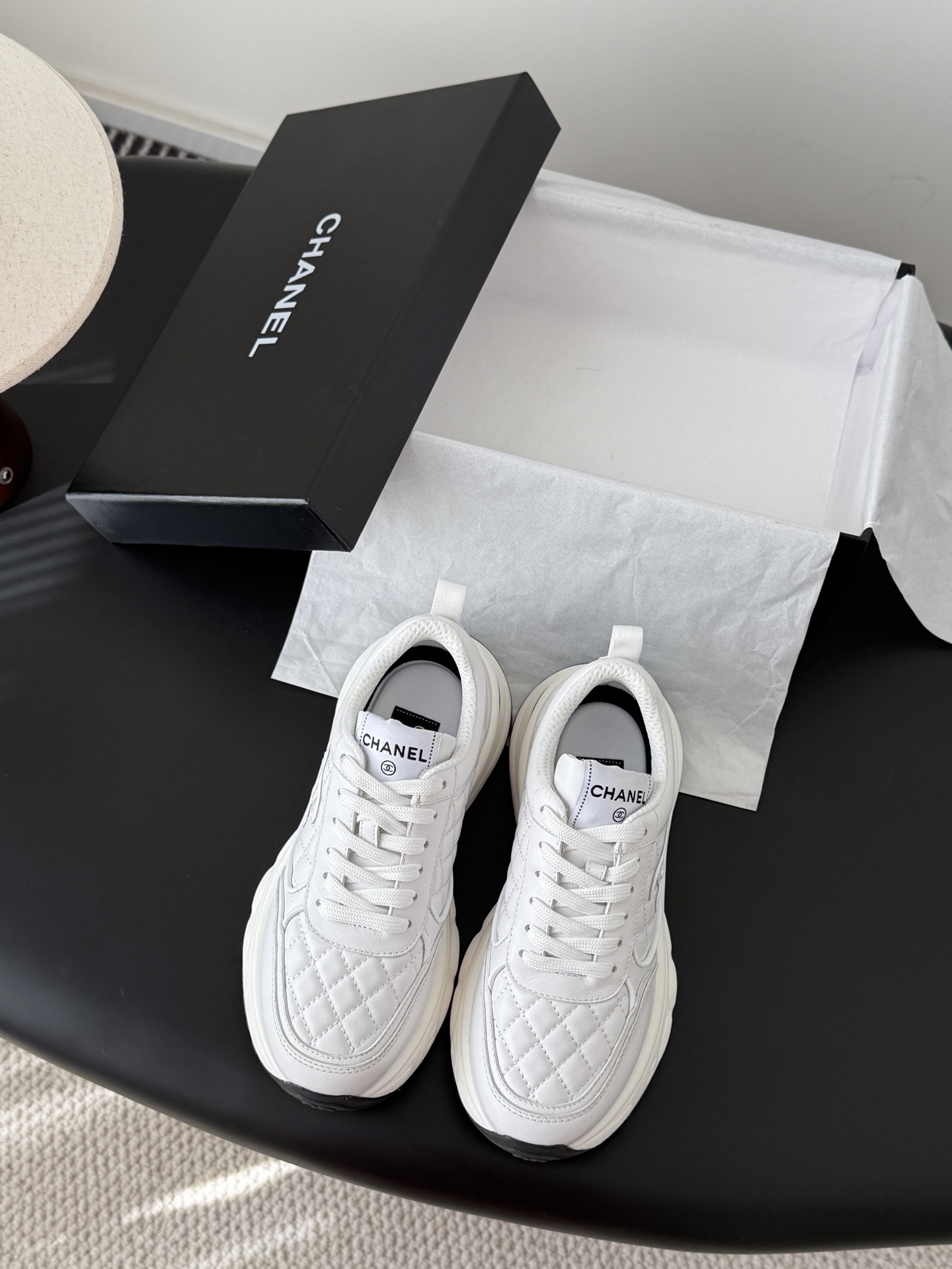 Chanel White Quilted Leather Platform Sneakers – Luxury Designer