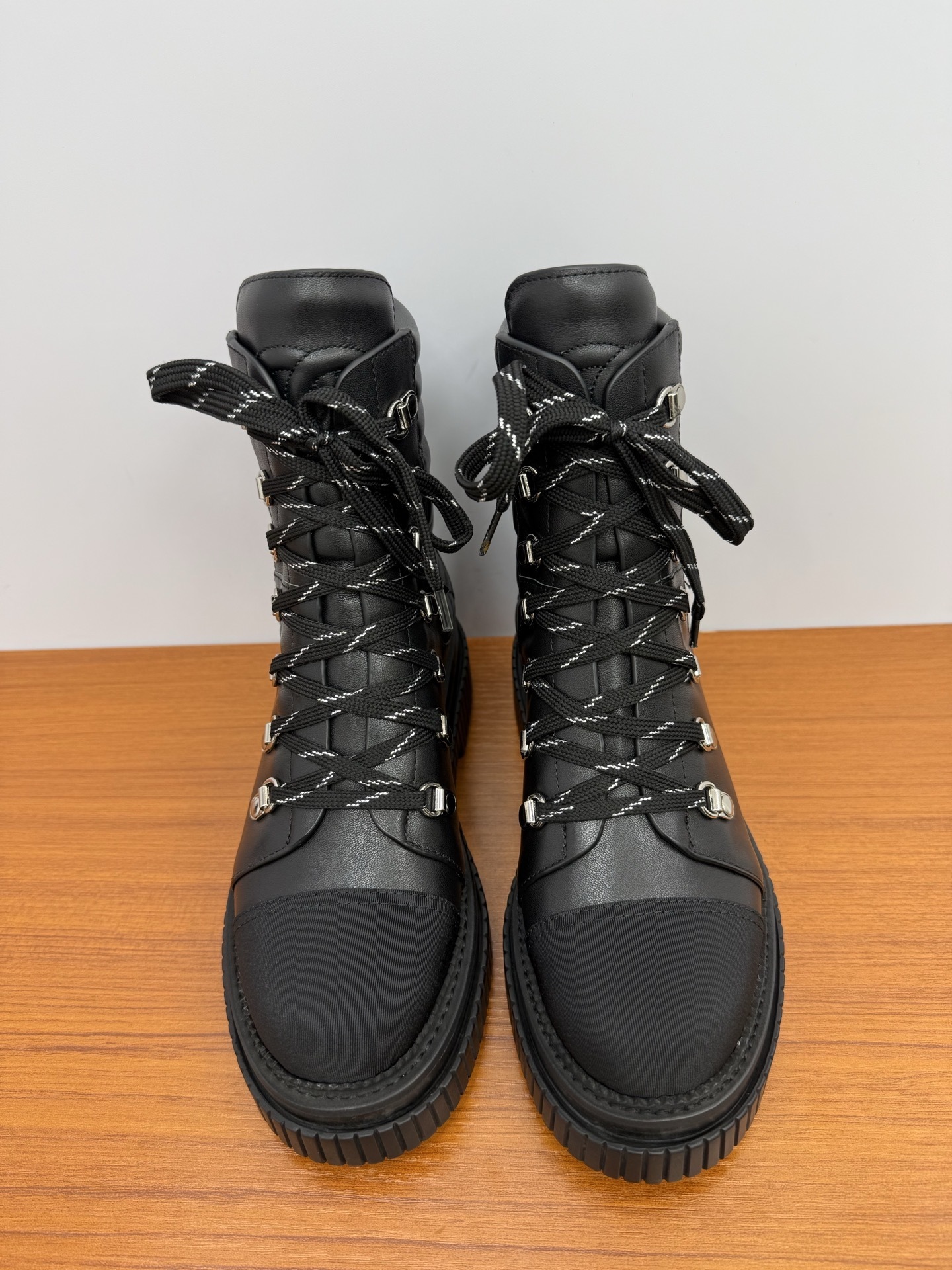Women’s Black Quilted Leather Combat Boots – Platform Ankle Boots