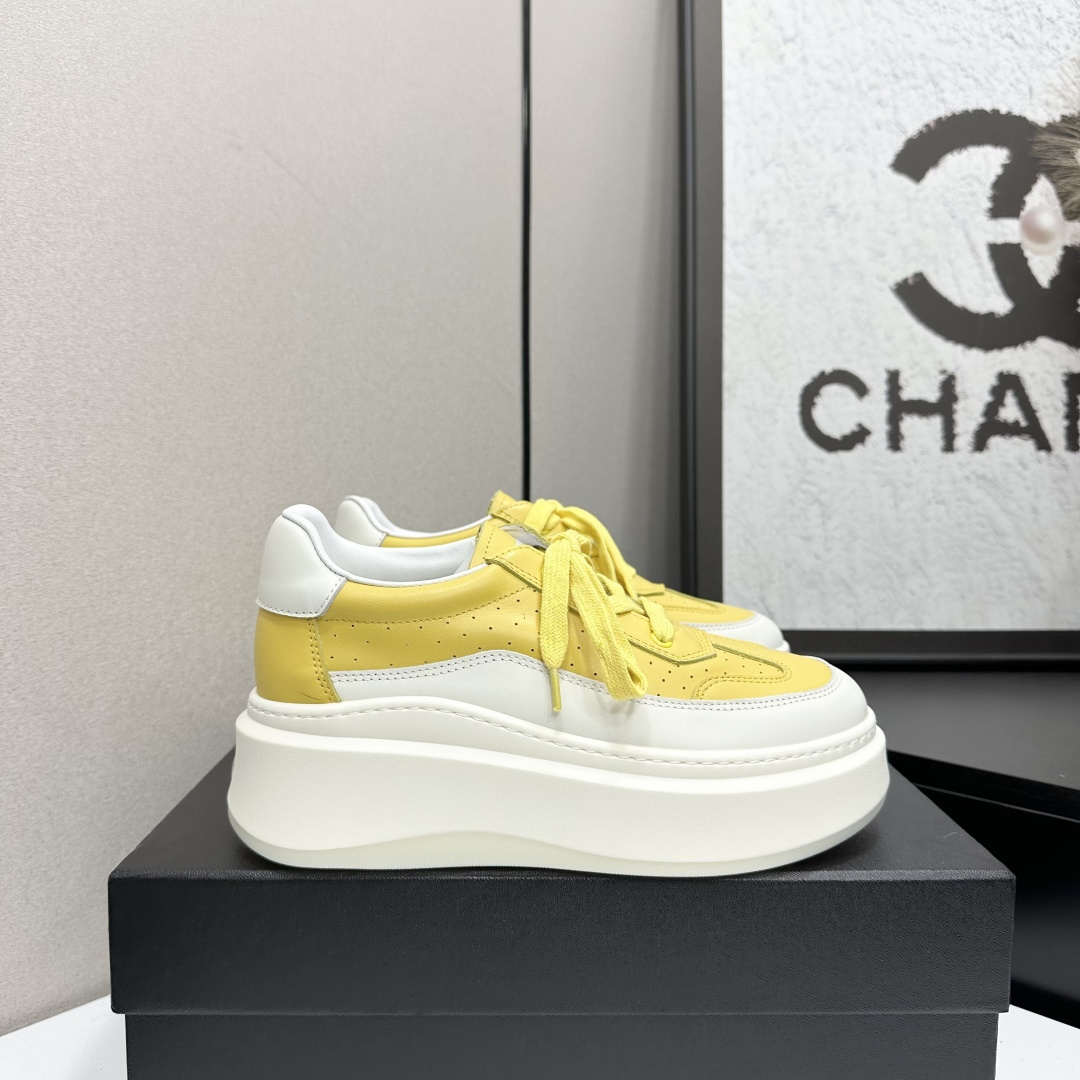 Luxury Women’s Yellow & White Chunky Platform Sneakers