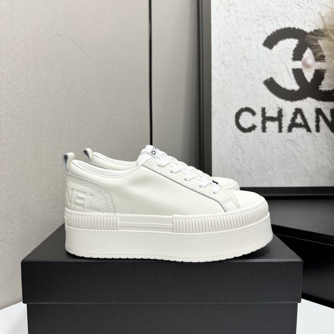 Chanel White Leather Platform Sneakers – Luxury Women’s Shoes