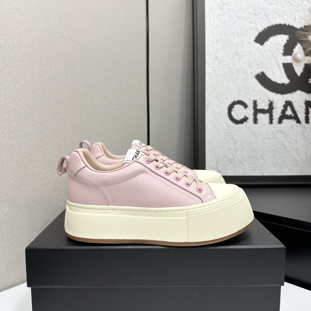 Chanel Pink Leather Platform Sneakers – Luxury Women’s Footwear