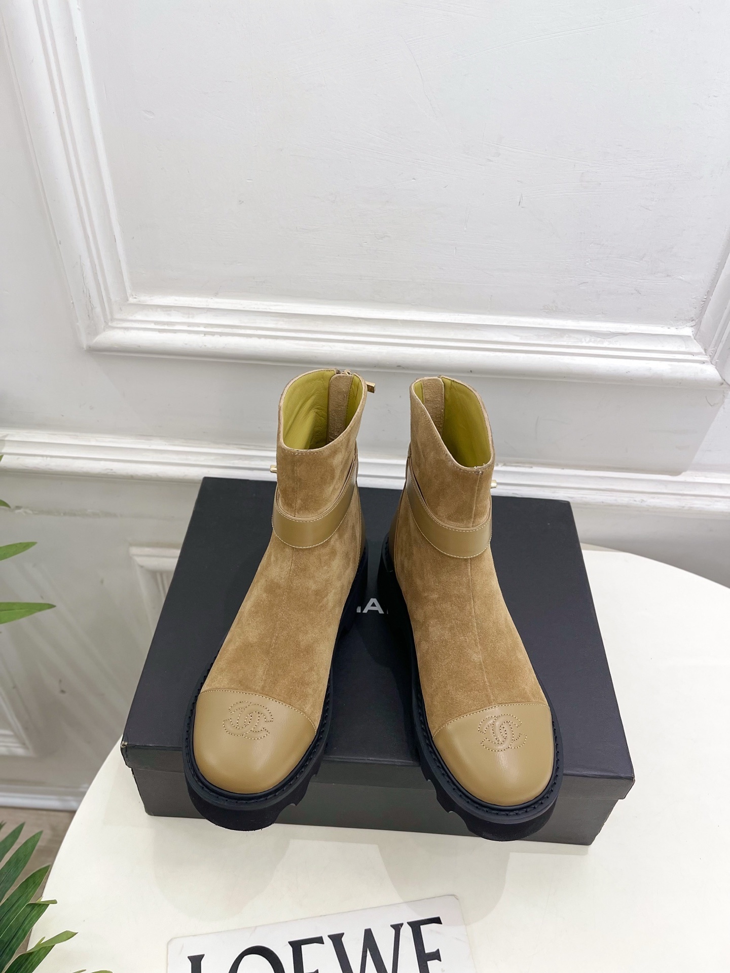 Luxury Tan Suede Ankle Boots – Chunky Platform Lug Sole