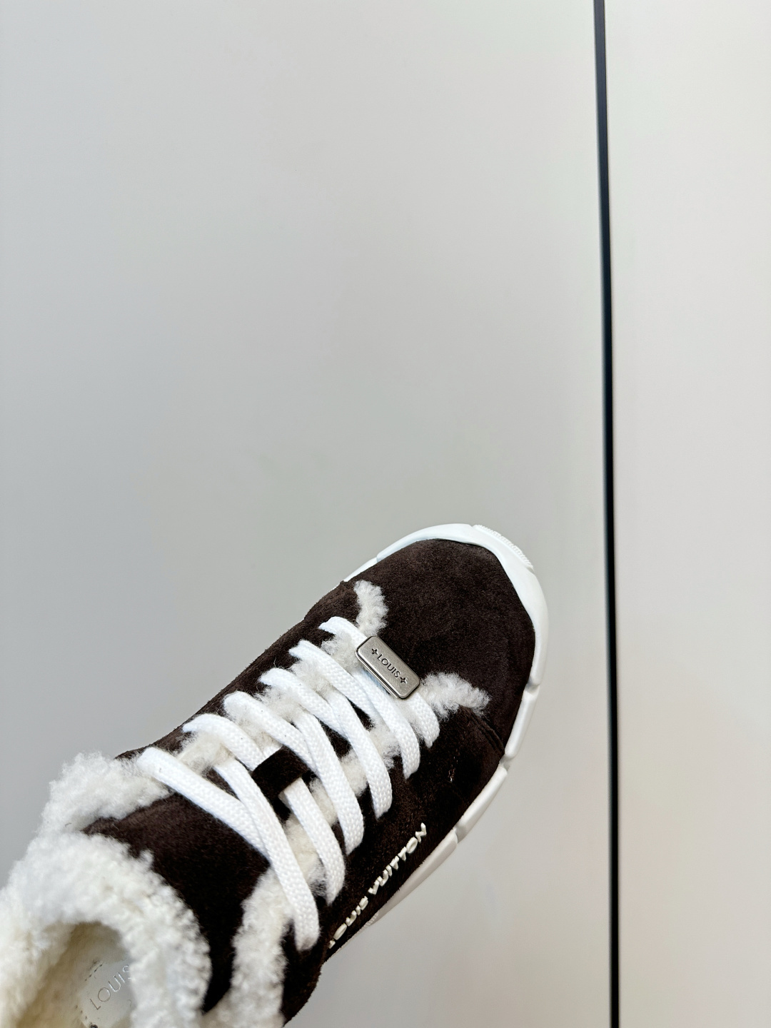 Louis Vuitton Brown Suede & Shearling Sneakers - Luxury Winter Shoes