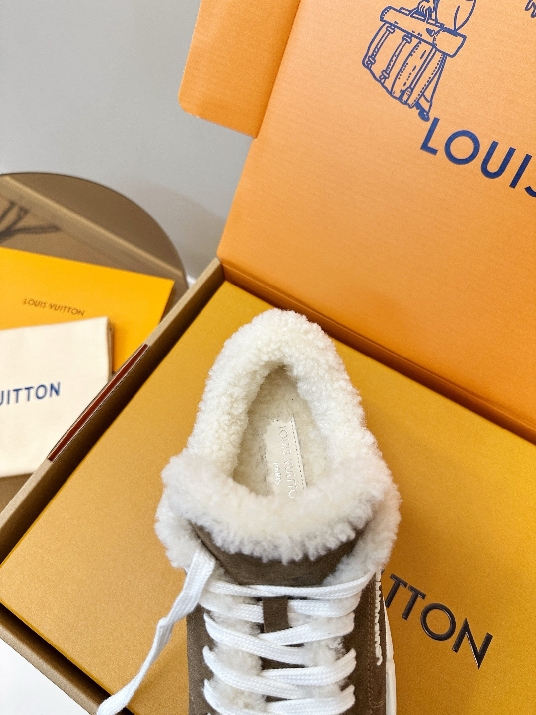 Louis Vuitton Suede & Shearling Low-Top Sneakers for Women