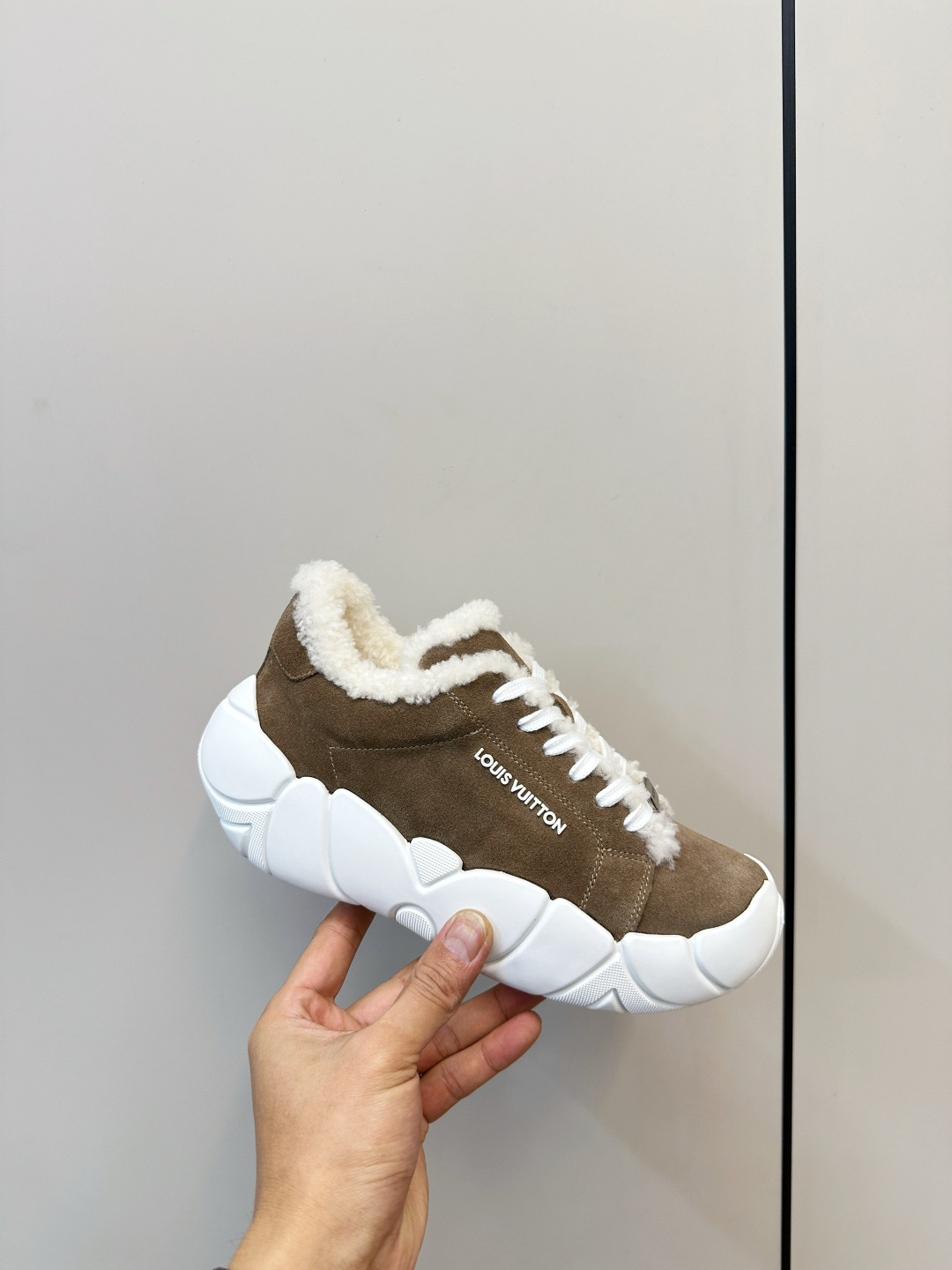 Louis Vuitton Suede & Shearling Low-Top Sneakers for Women