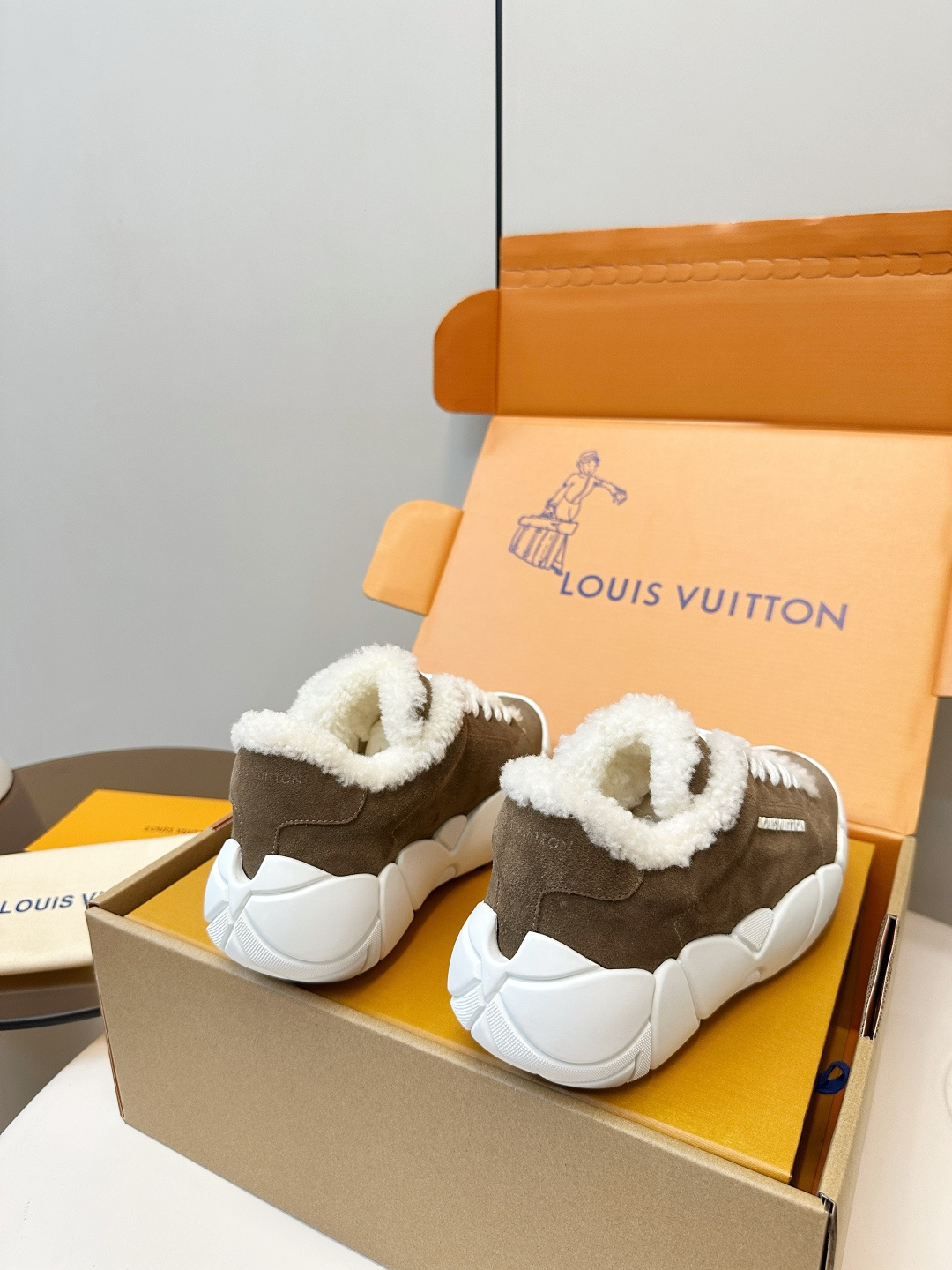 Louis Vuitton Suede & Shearling Low-Top Sneakers for Women