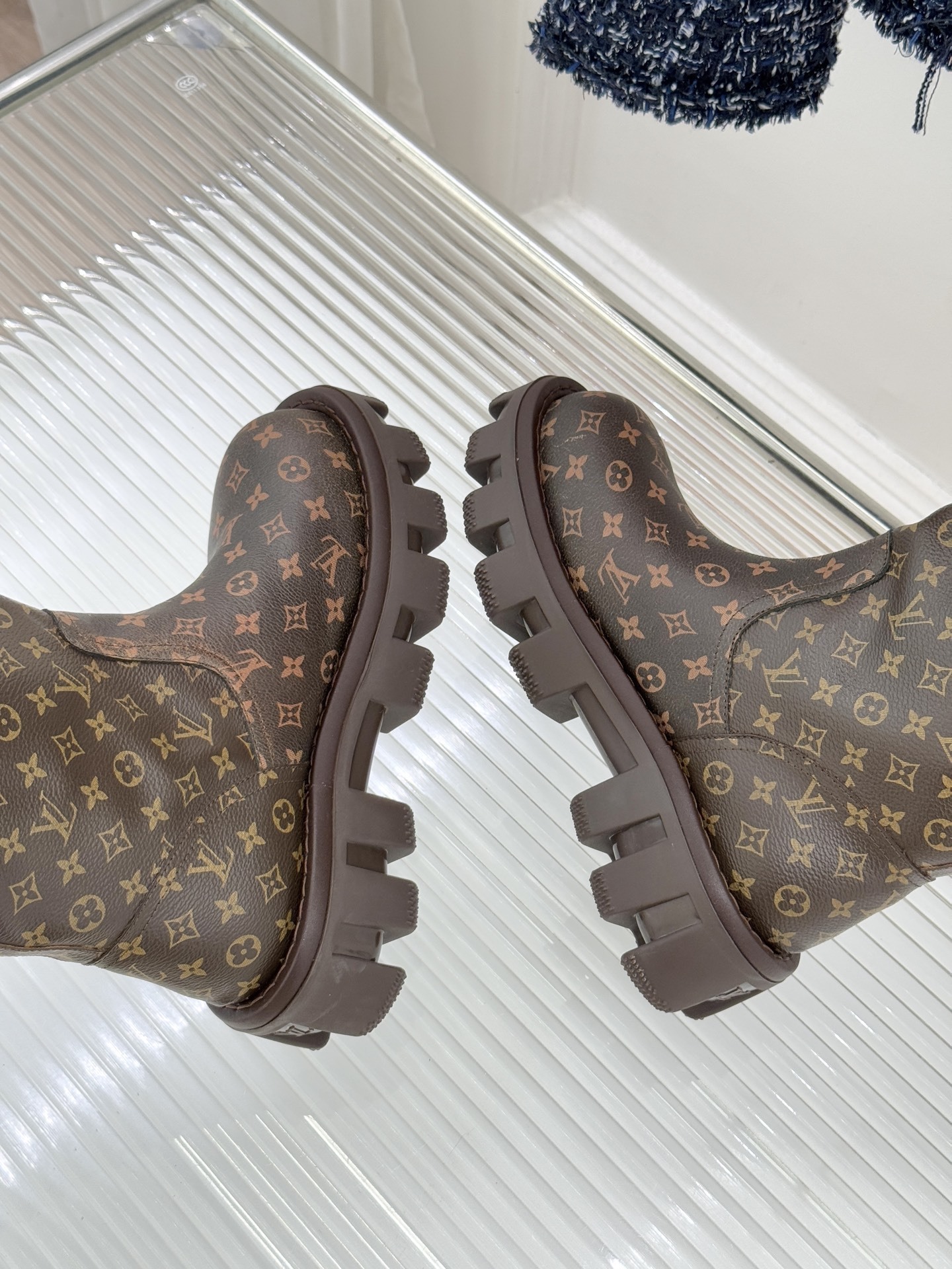 Louis Vuitton Monogram Flat High Boots with Chunky Lug Sole