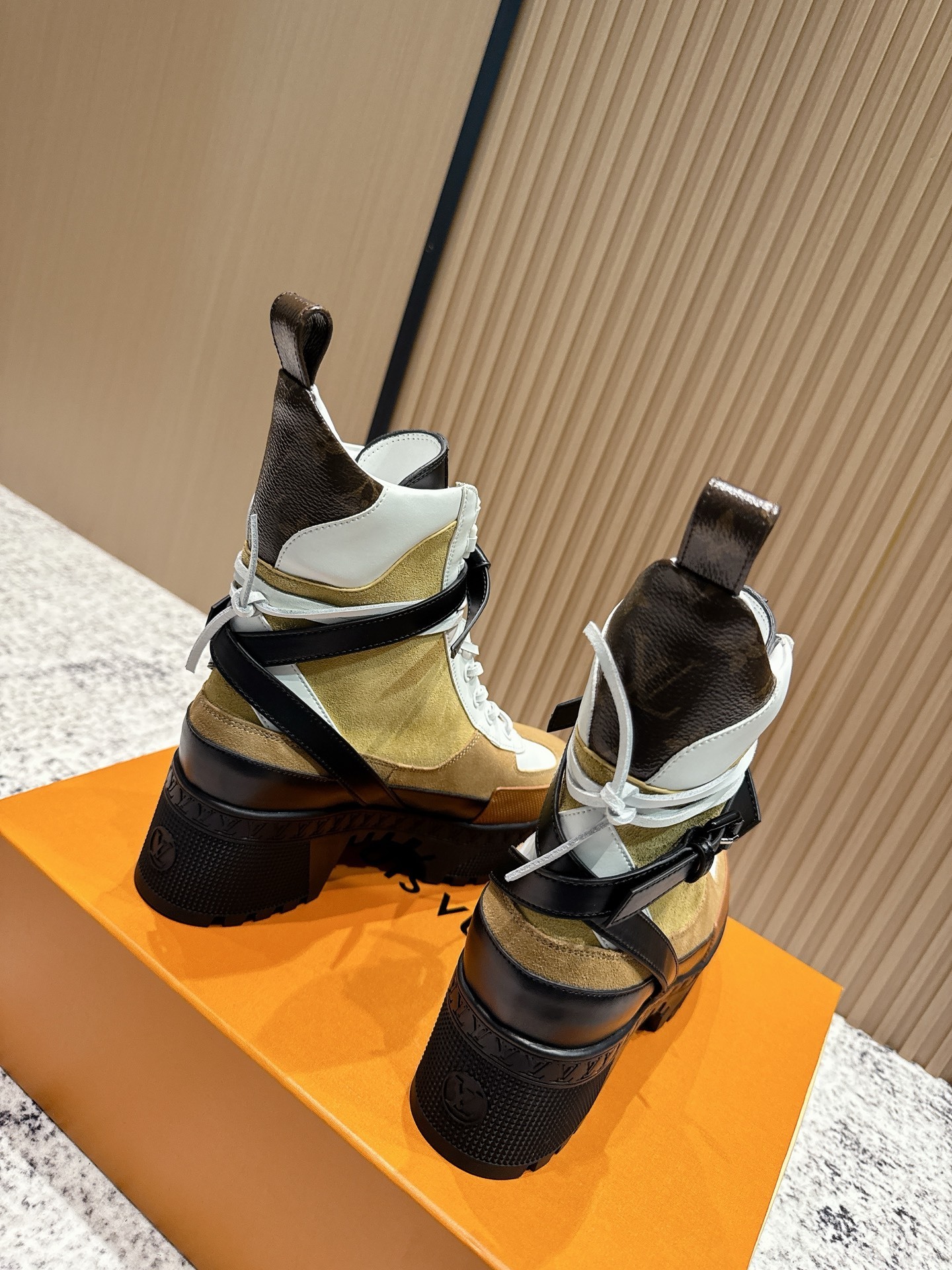 Designer Platform Ankle Boots - Luxury Suede & Leather Lace-Up Shoes