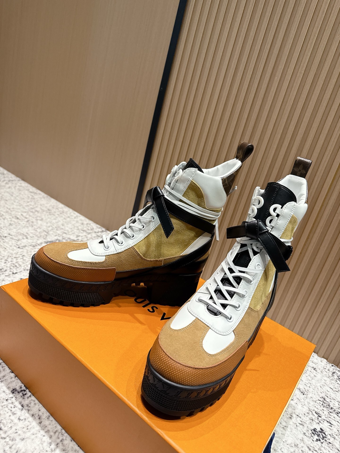 Designer Platform Ankle Boots - Luxury Suede & Leather Lace-Up Shoes