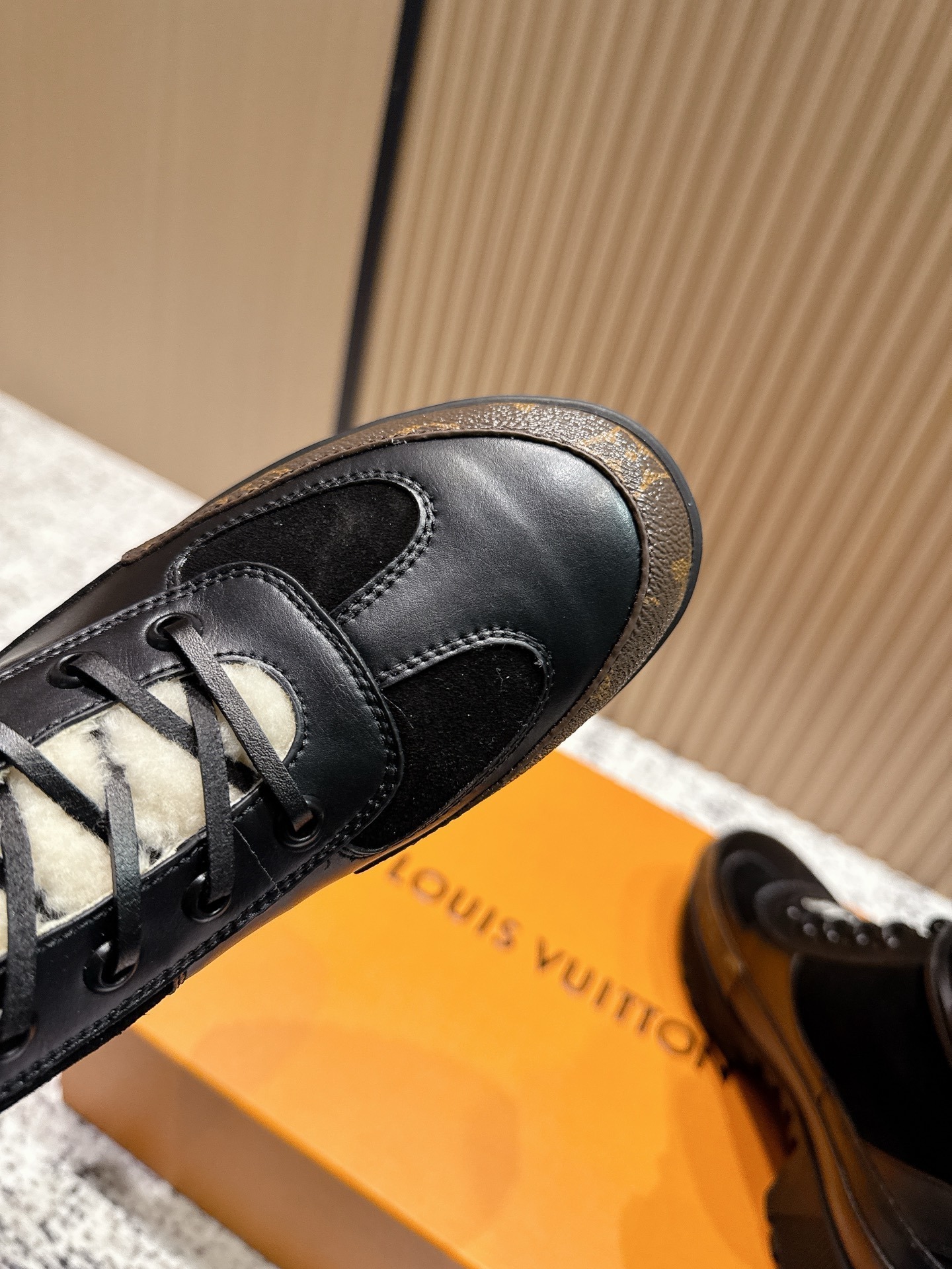 Luxury Women's Monogram Leather Boots with Shearling Lining