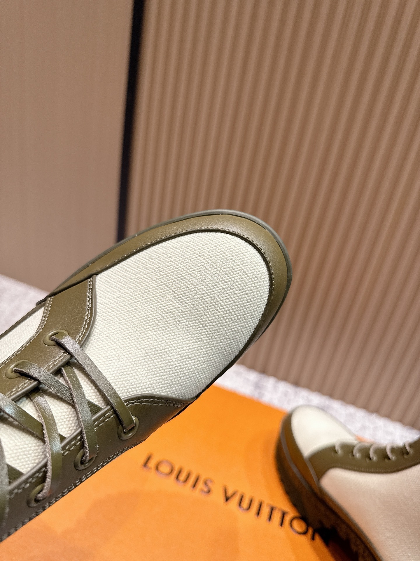 Luxury Women's Olive Green & Cream Canvas Combat Boots