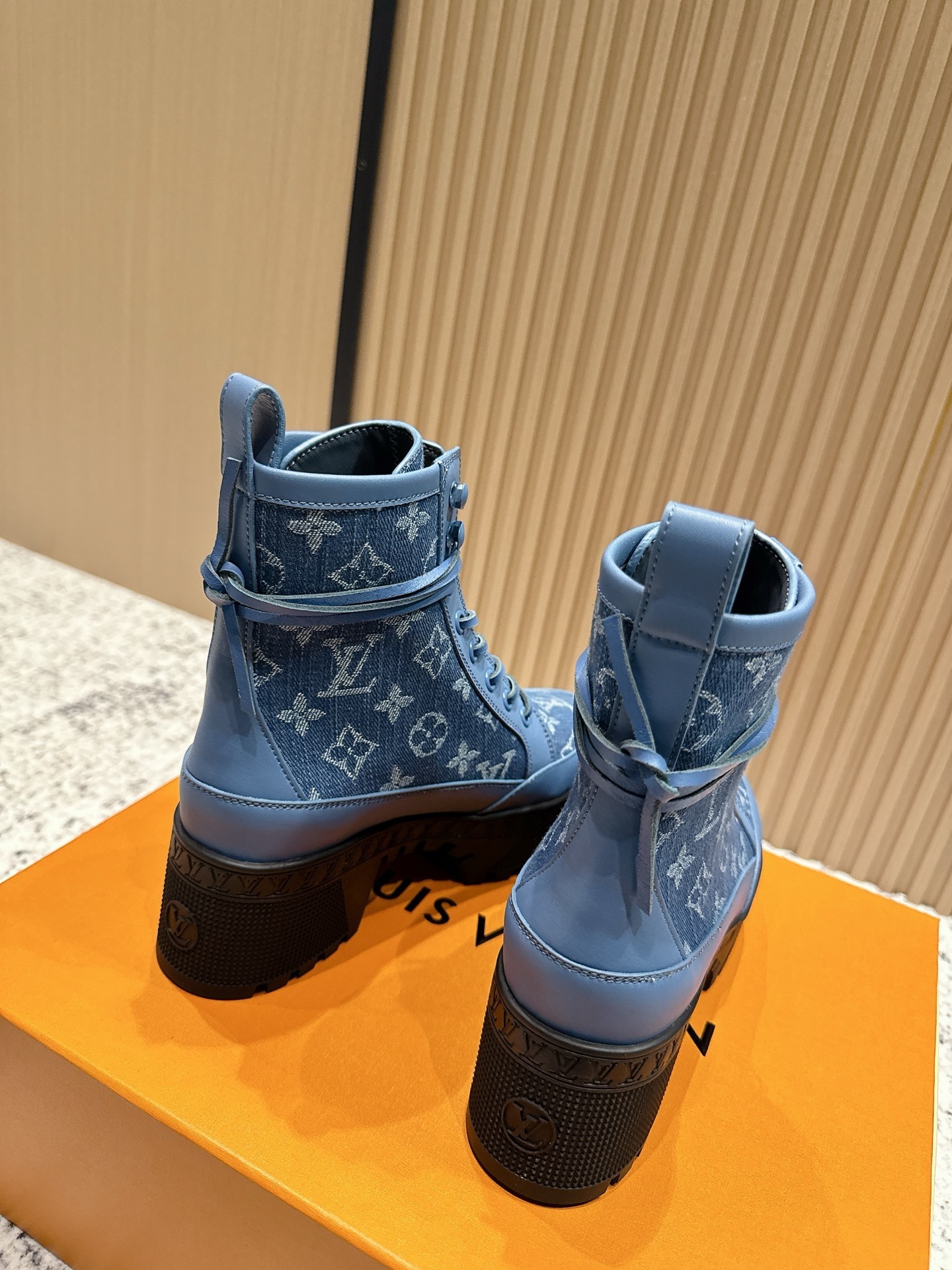 Louis Vuitton Monogram Denim Star Trail Ankle Boots - Blue
